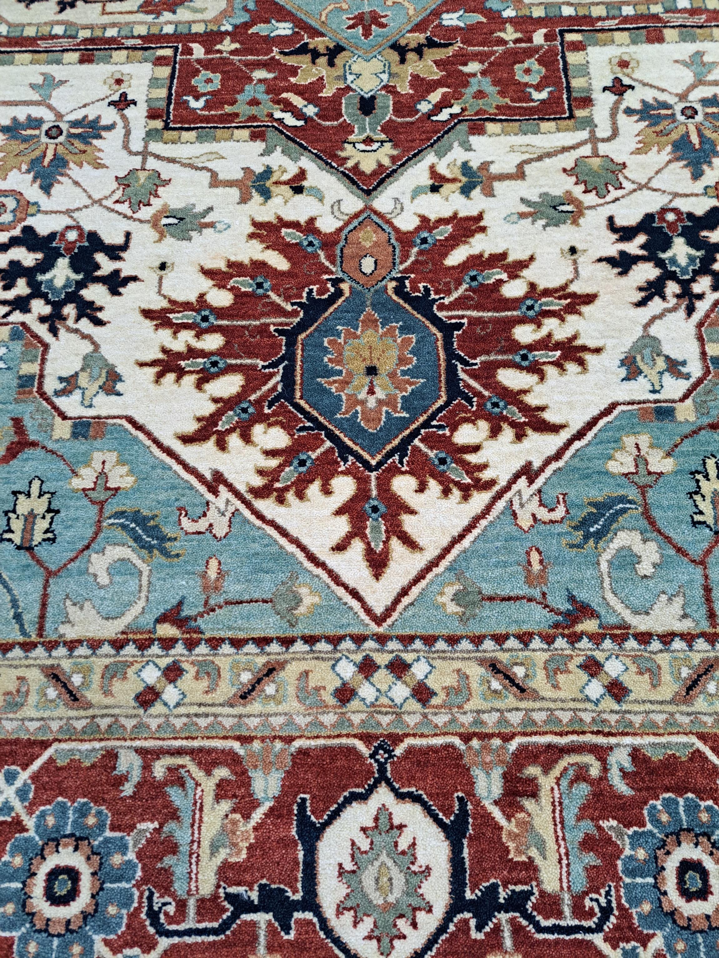 8x10 Pies Antiguo Heriz Inpirado Anudado a Mano Nueva Alfombra De Lana Heriz Serapi en venta