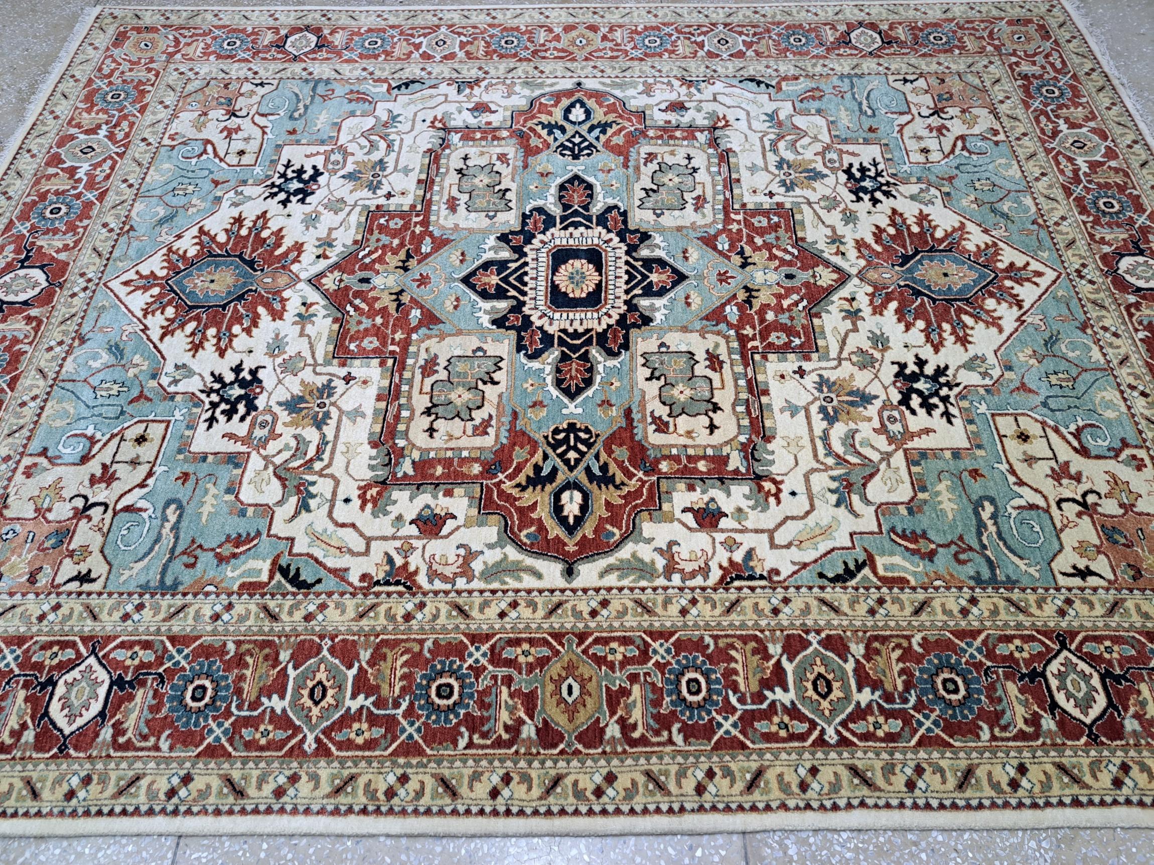 8x10 Pies Antiguo Heriz Inpirado Anudado a Mano Nueva Alfombra De Lana Anudado a mano en venta