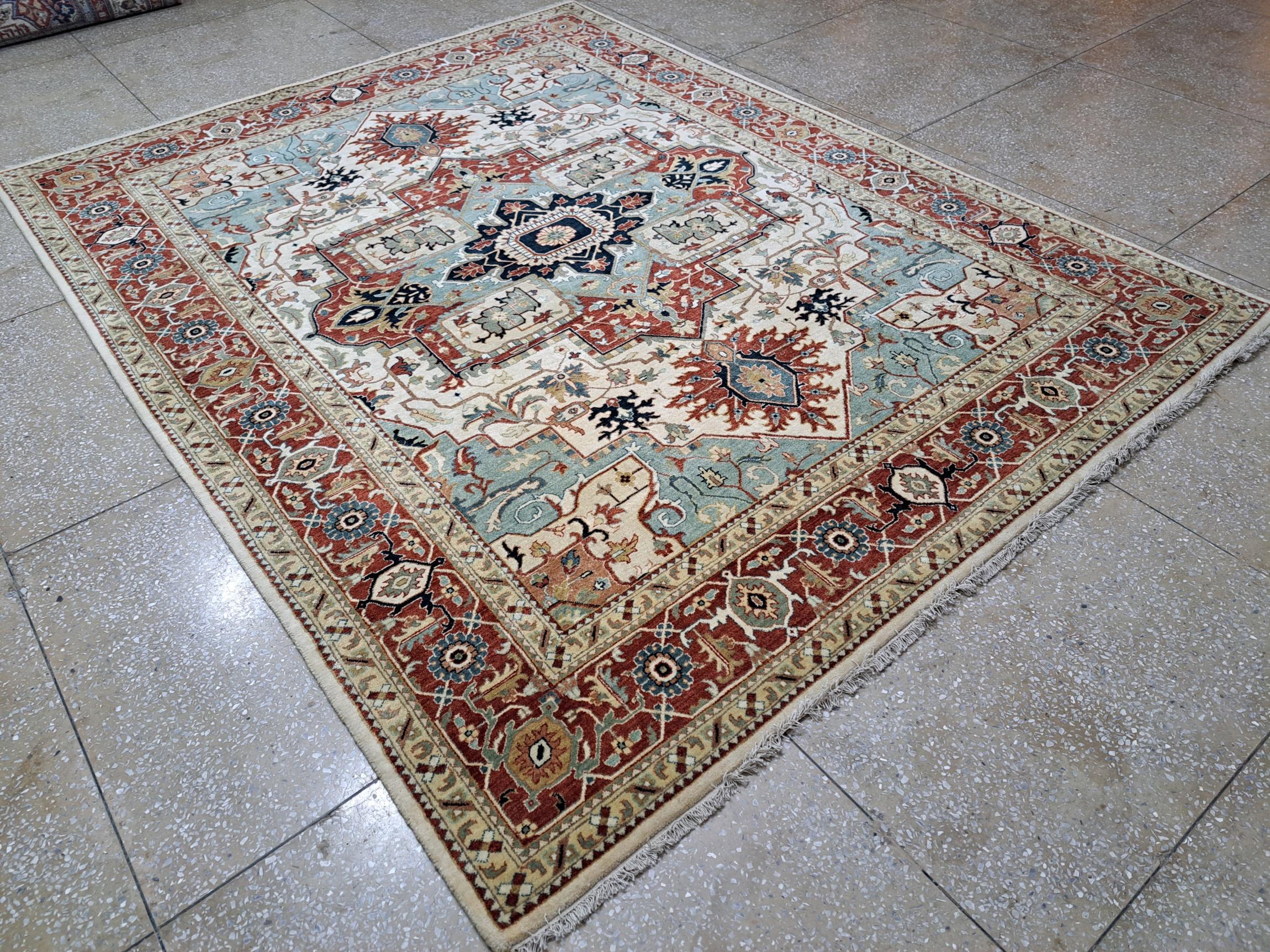 8x10 Pies Antiguo Heriz Inpirado Anudado a Mano Nueva Alfombra De Lana Siglo XXI y contemporáneo en venta