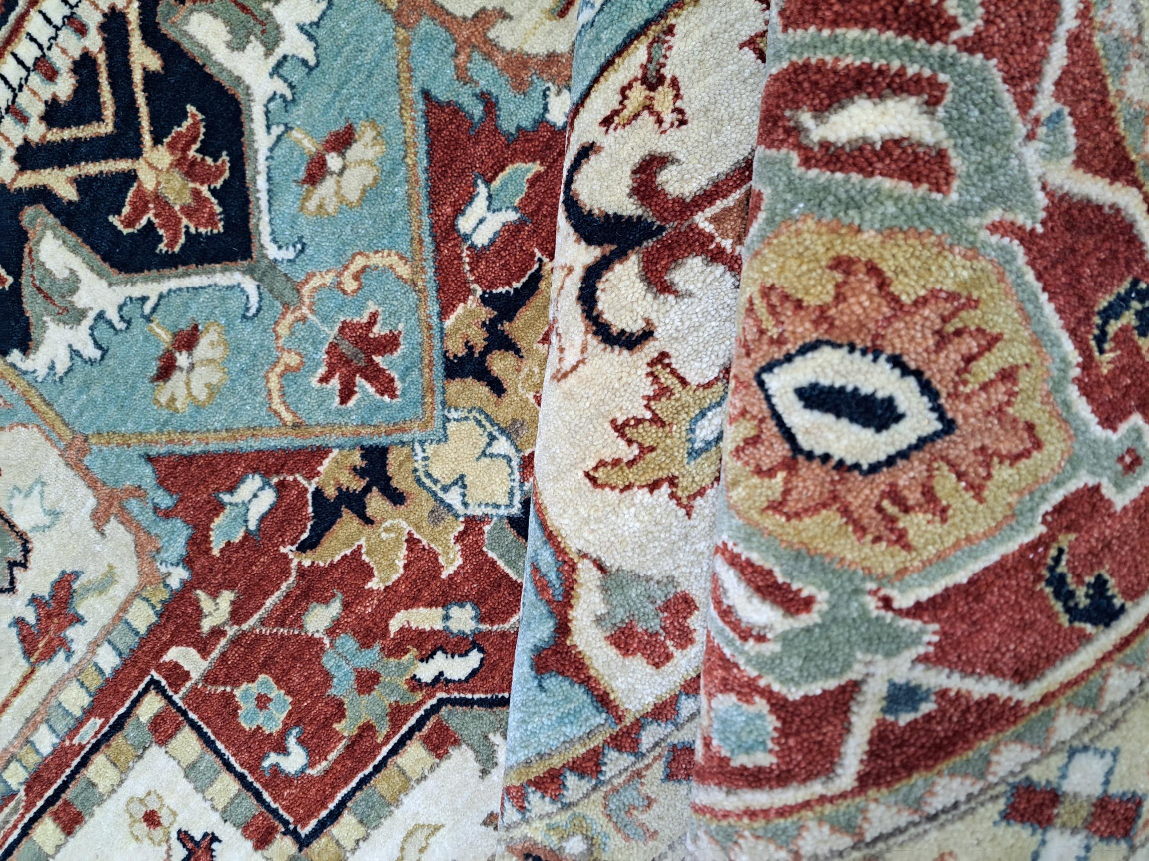 8x10 Pies Antiguo Heriz Inpirado Anudado a Mano Nueva Alfombra De Lana en venta 1