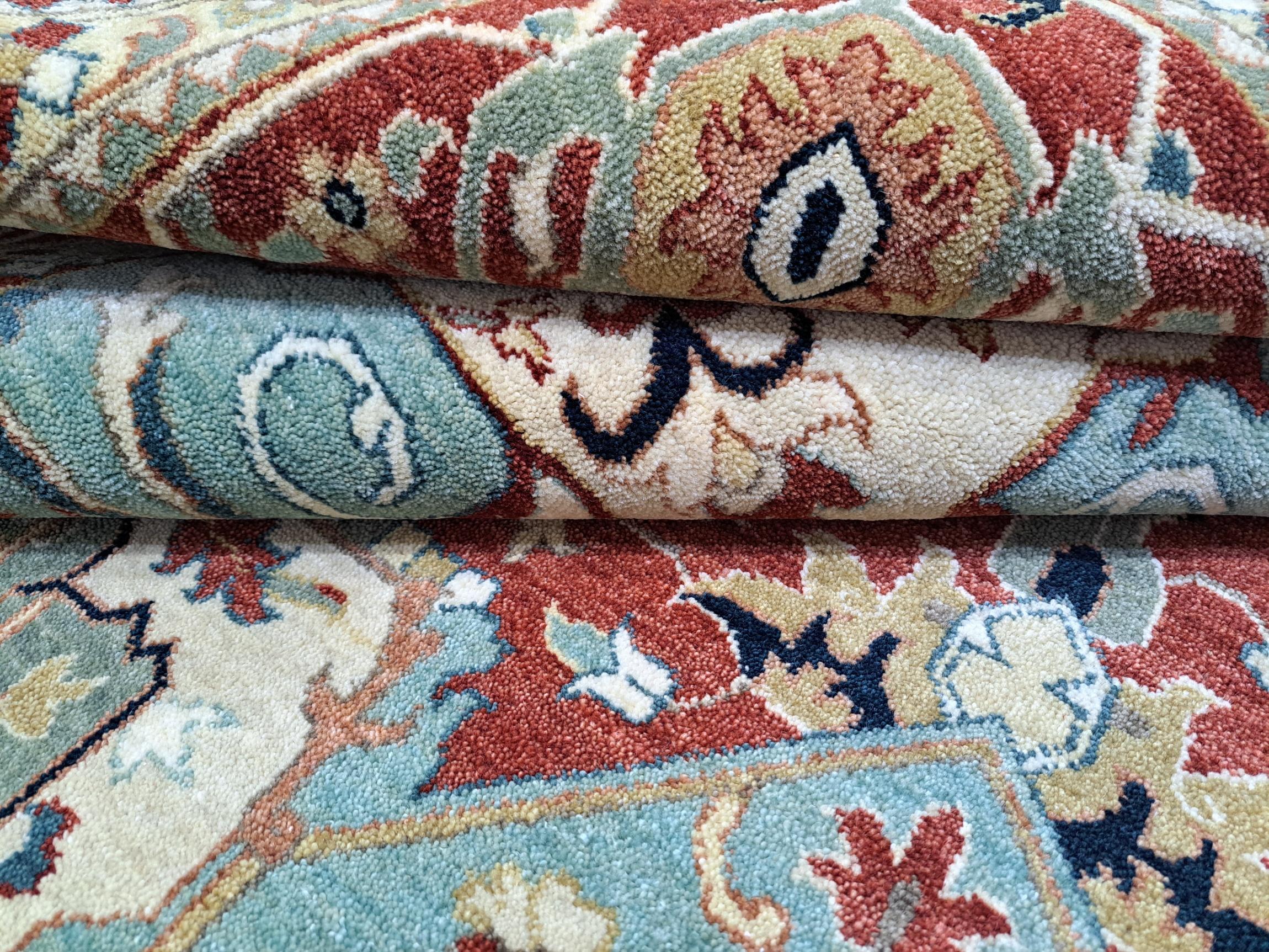 8x10 Pies Antiguo Heriz Inpirado Anudado a Mano Nueva Alfombra De Lana en venta 2