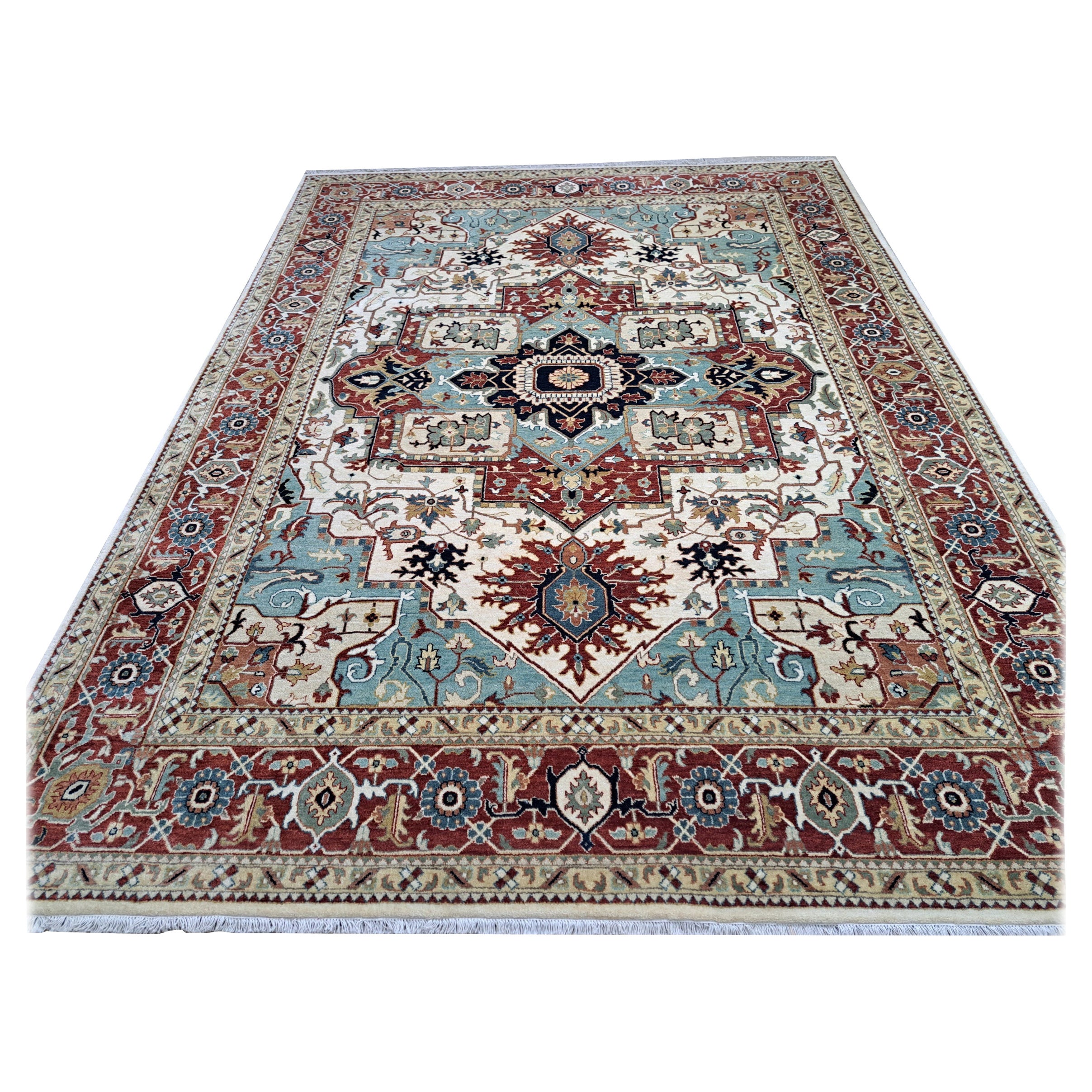 8x10 Ft Antique Heriz Inpired Hand-knotted New Rugs Made of Wool (Tappeto di lana)