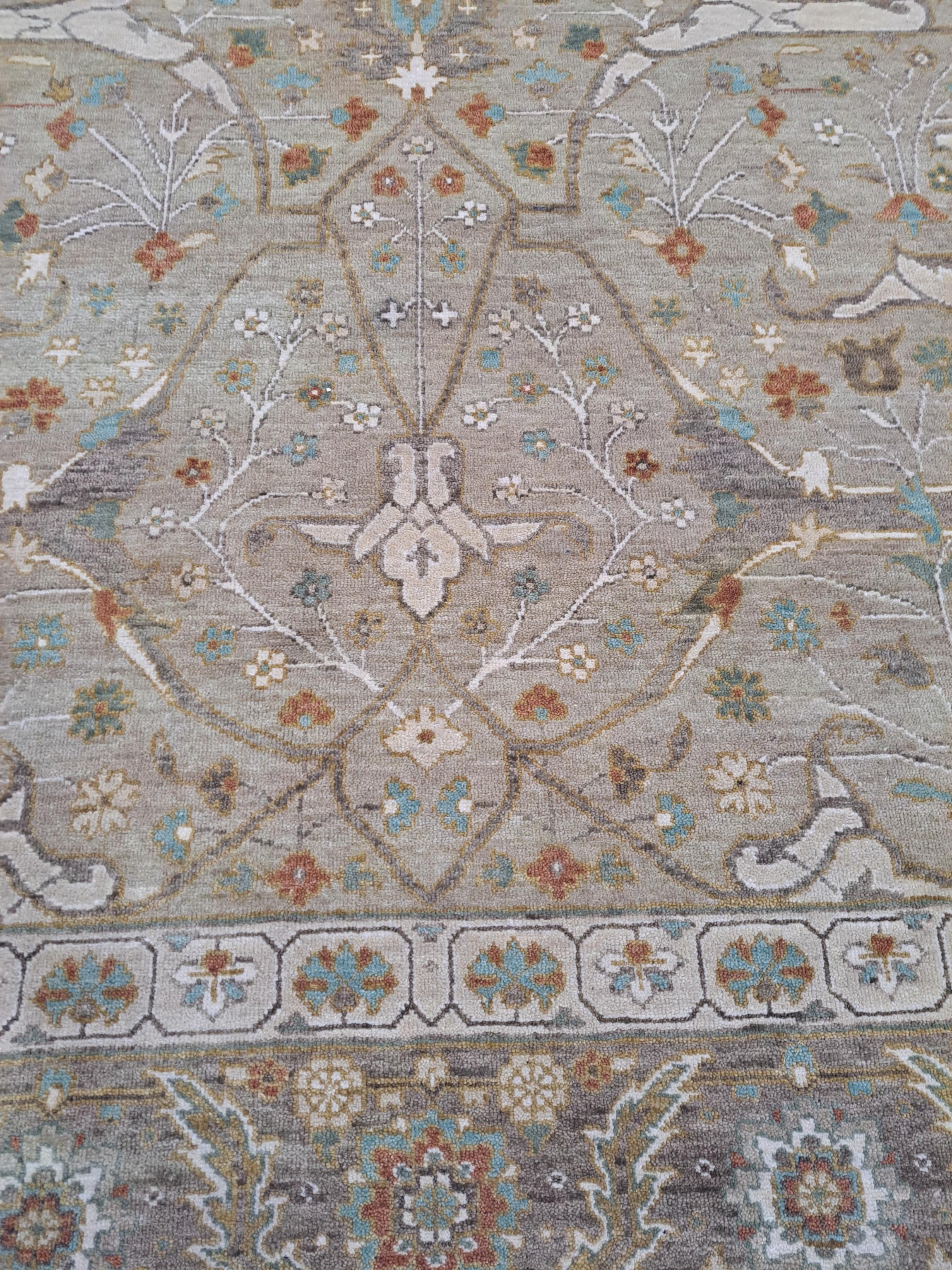 8x10 Ft Antique Heriz Inspired Handcrafted Rug. Antiker Heriz-Look. 100% Wolle (Indisch) im Angebot