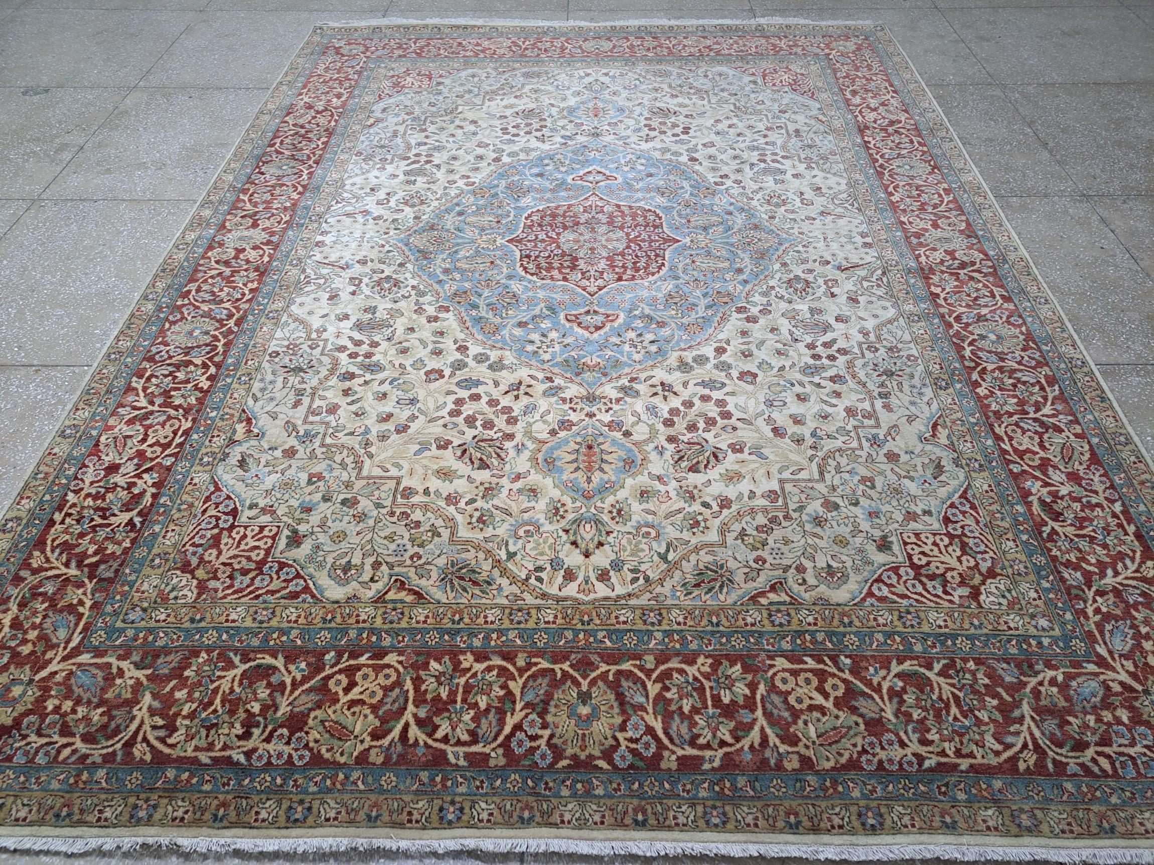 Alfombra Artesanal Antigua de 8x10 Pies Inspirada en Heriz. Aspecto Heriz Antiguo. 100% Lana Indio en venta