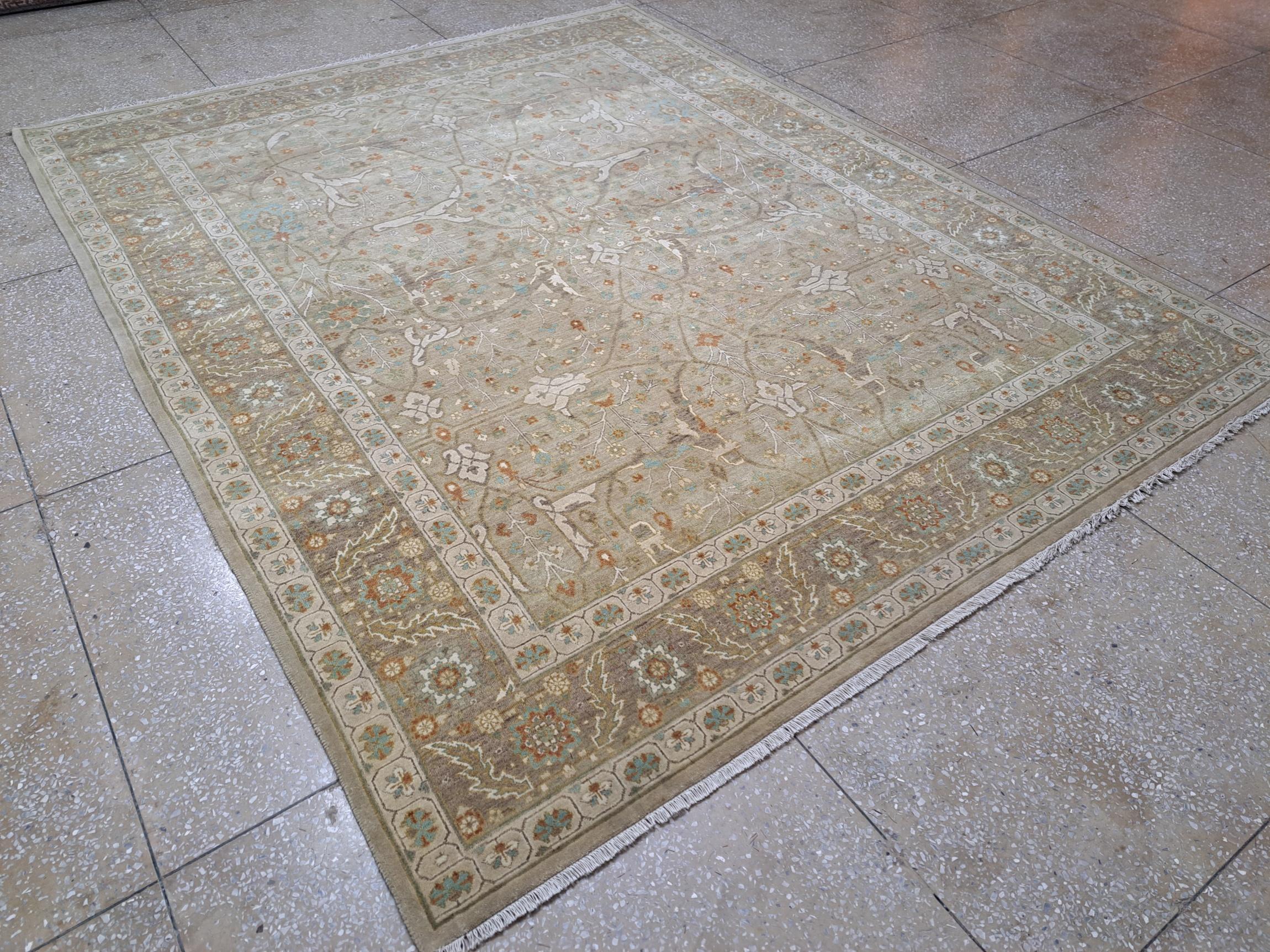 8x10 Ft Antique Heriz Inspired Handcrafted Rug. Antiker Heriz-Look. 100% Wolle im Zustand „Neu“ im Angebot in Spring Valley, NY