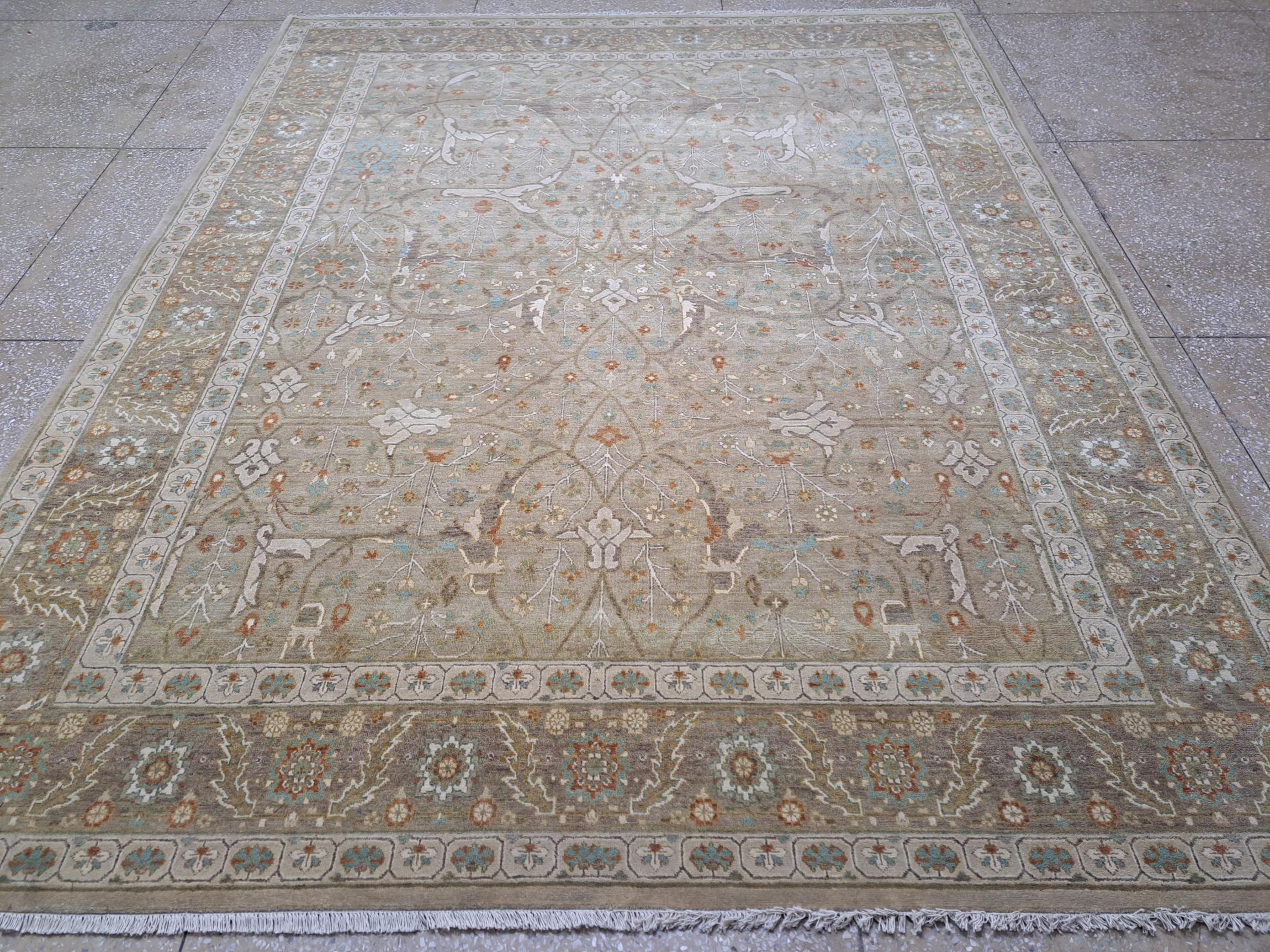 8x10 Ft Antique Heriz Inspired Handcrafted Rug. Antiker Heriz-Look. 100% Wolle (21. Jahrhundert und zeitgenössisch) im Angebot
