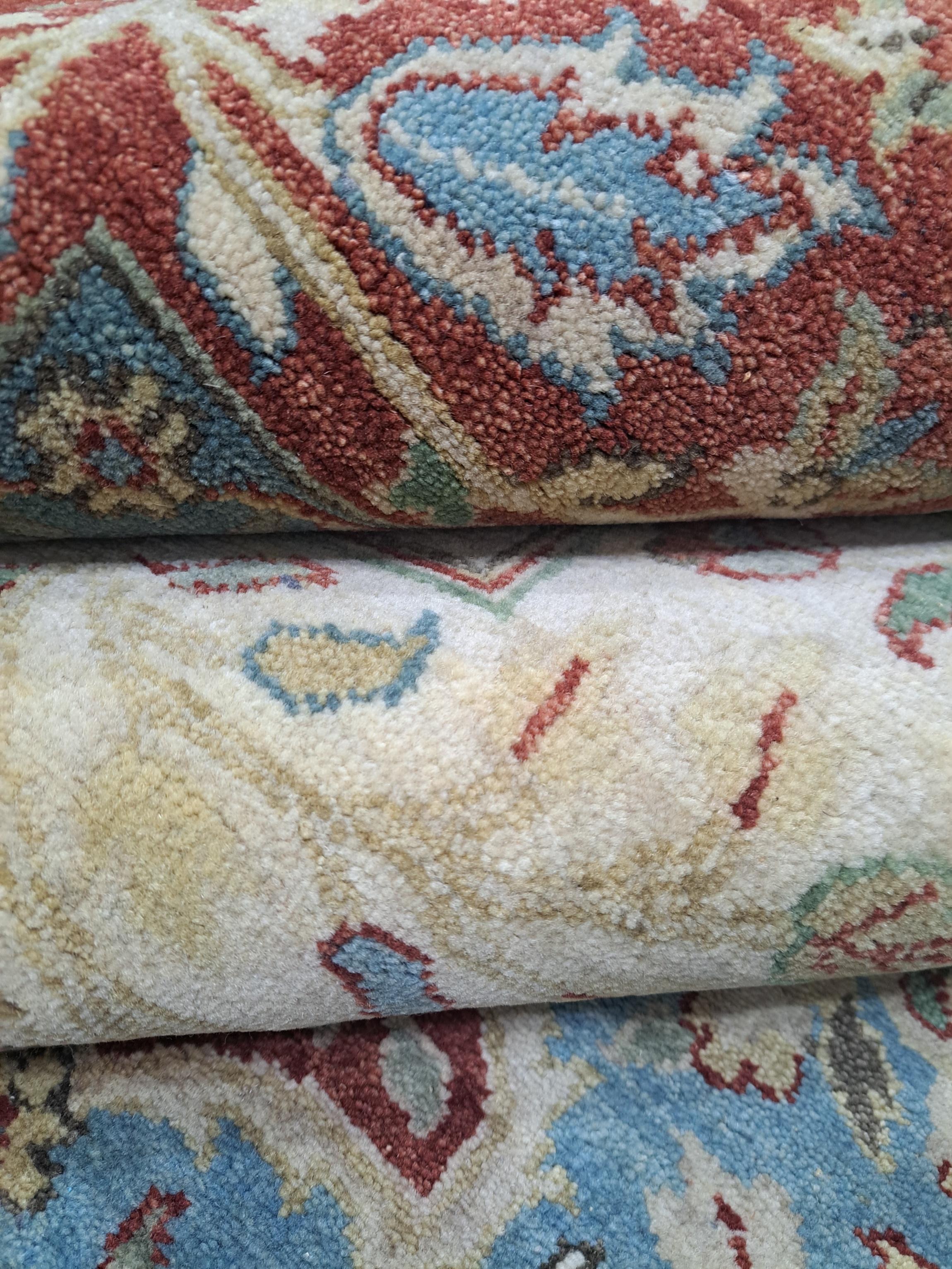 Alfombra Artesanal Antigua de 8x10 Pies Inspirada en Heriz. Aspecto Heriz Antiguo. 100% Lana en venta 2