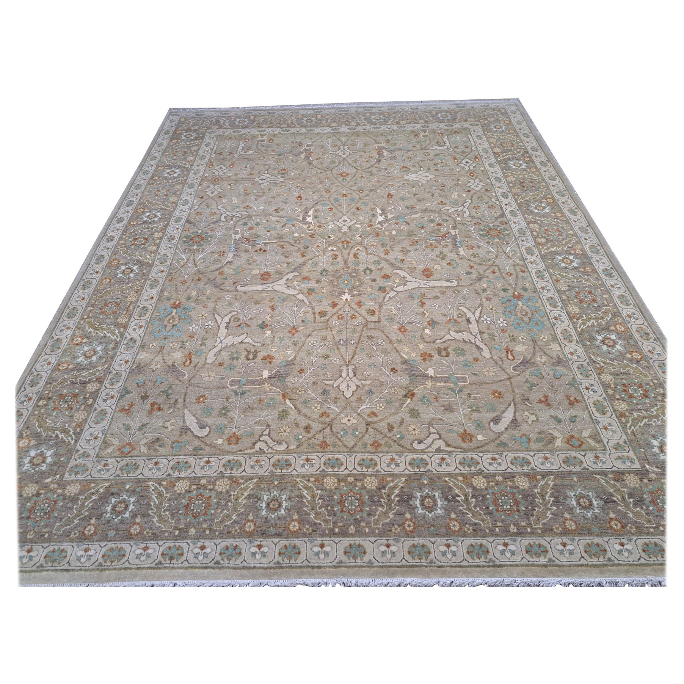 Alfombra Artesanal Antigua de 8x10 Pies Inspirada en Heriz. Aspecto Heriz Antiguo. 100% Lana