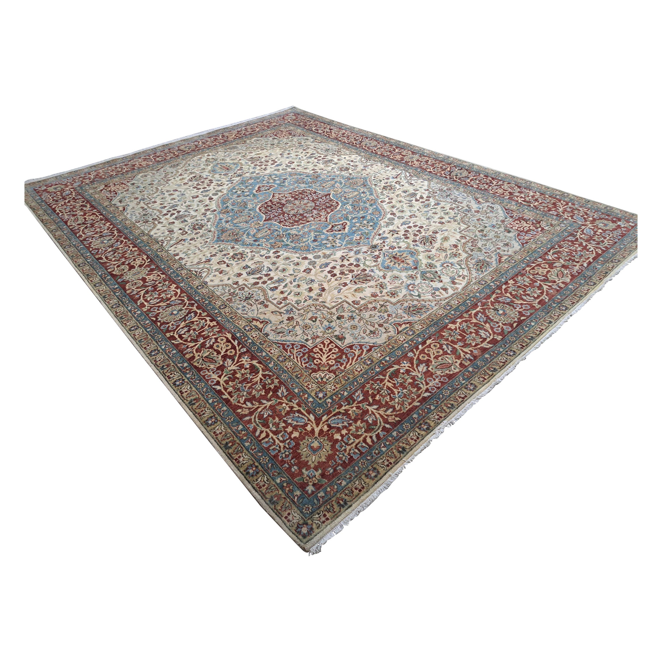 Tappeto artigianale 8x10 Ft di ispirazione Heriz antica. Look antico Heriz. 100% Lana