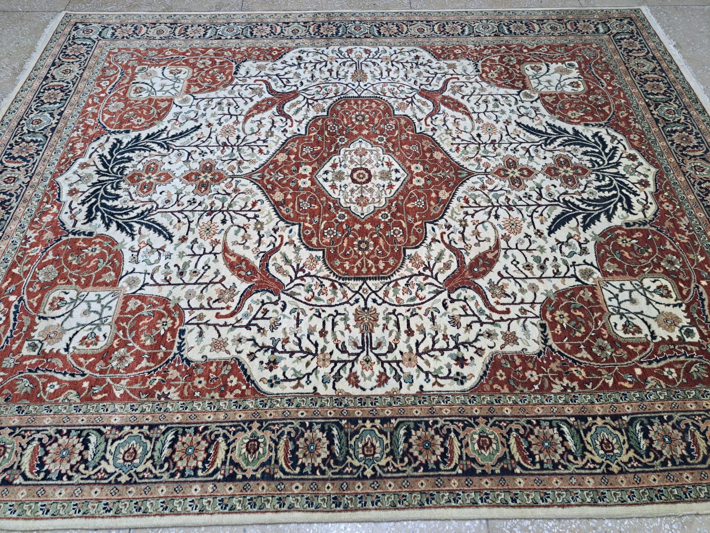 Alfombra Heriz Antigua 8x10 Pies. Nueva alfombra de lana hecha a mano. Decoración oriental artesanal Anudado a mano en venta
