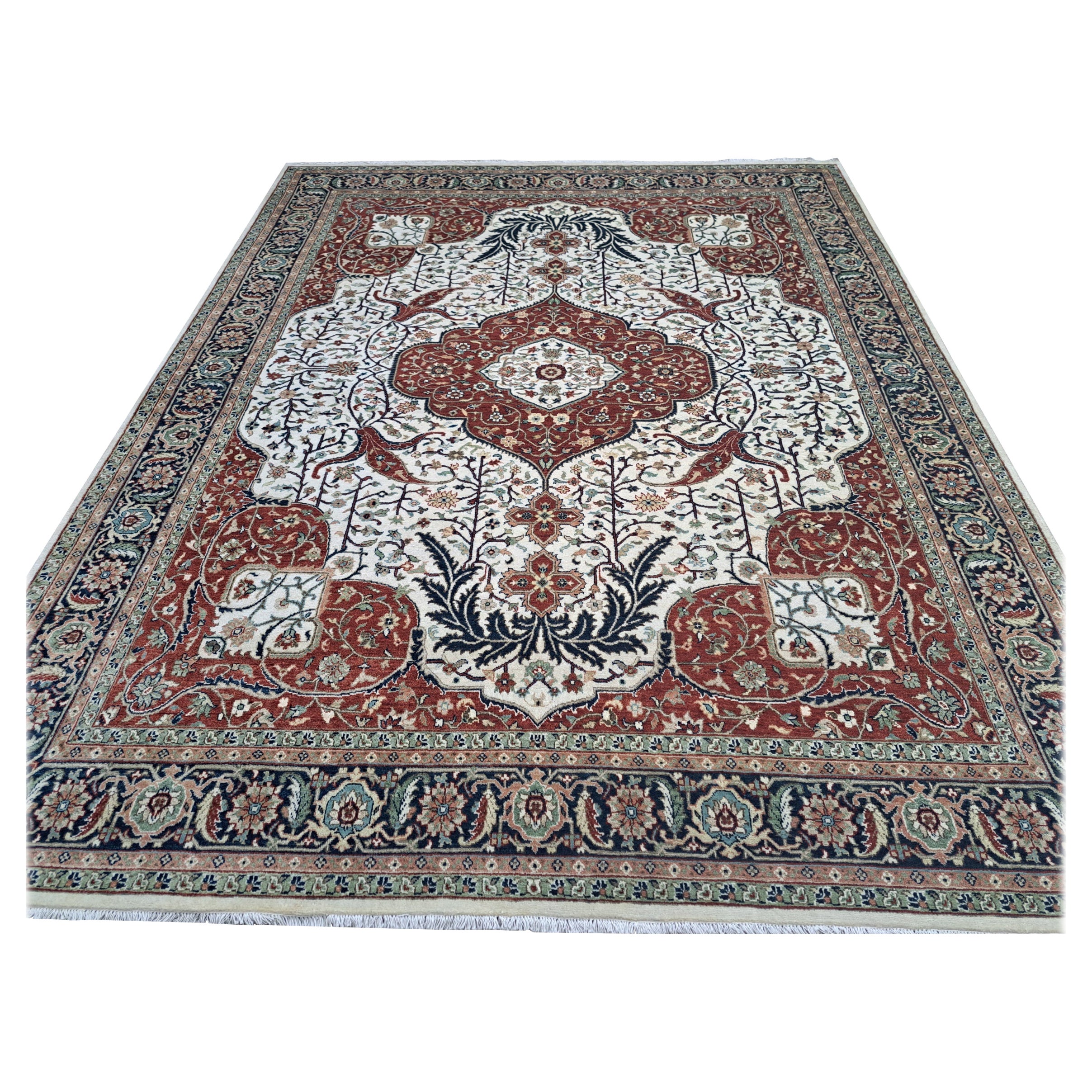 Alfombra Heriz Antigua 8x10 Pies. Nueva alfombra de lana hecha a mano. Decoración oriental artesanal