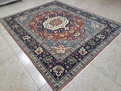 8x10 Ft Brand-New Hand-knotted Rug with Antique Heriz Design. 100% Wool
