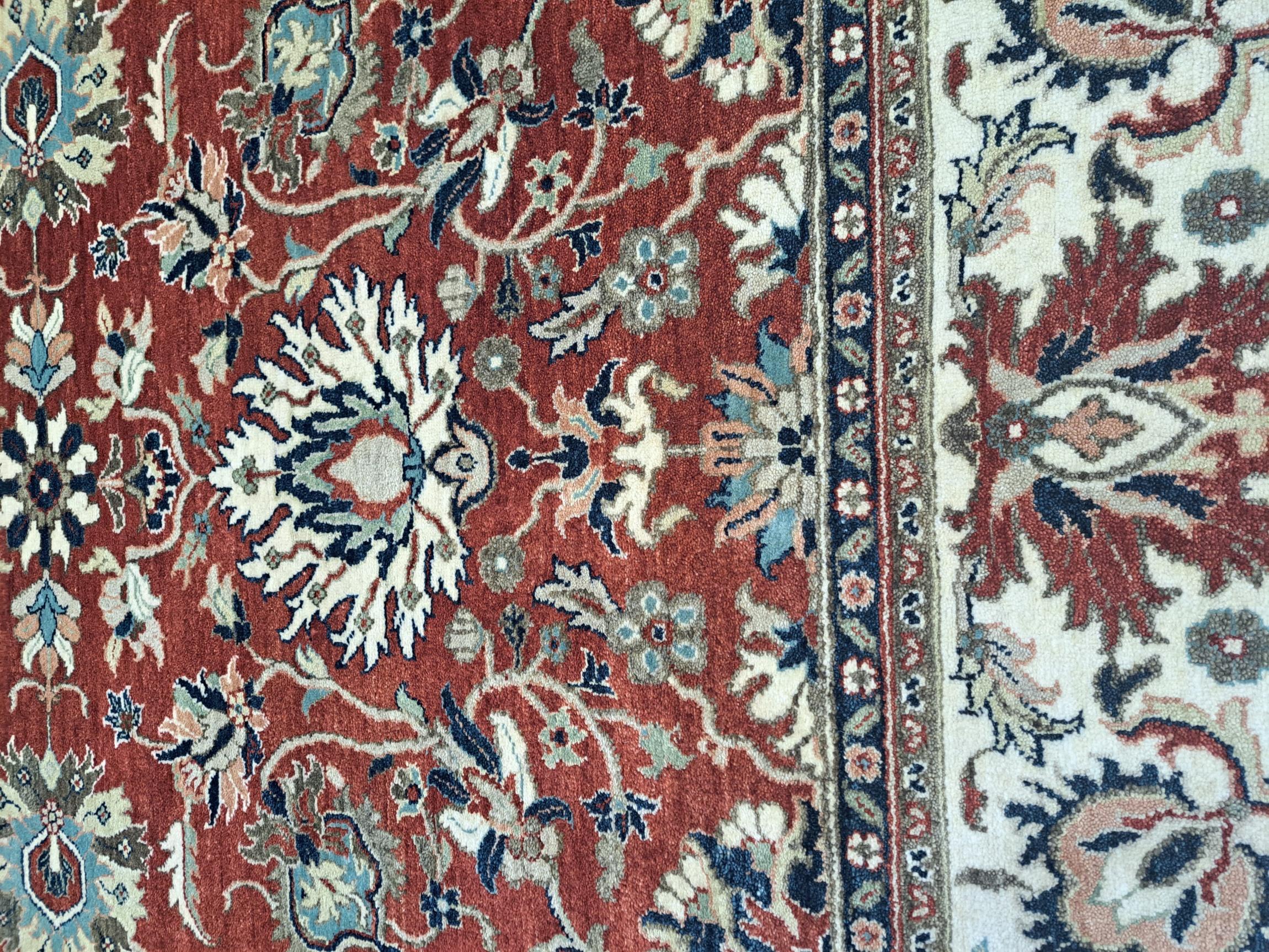 Indiano 8x10 Ft Nuovissimo tappeto annodato a mano con disegno Heriz antico. 100% lana in vendita