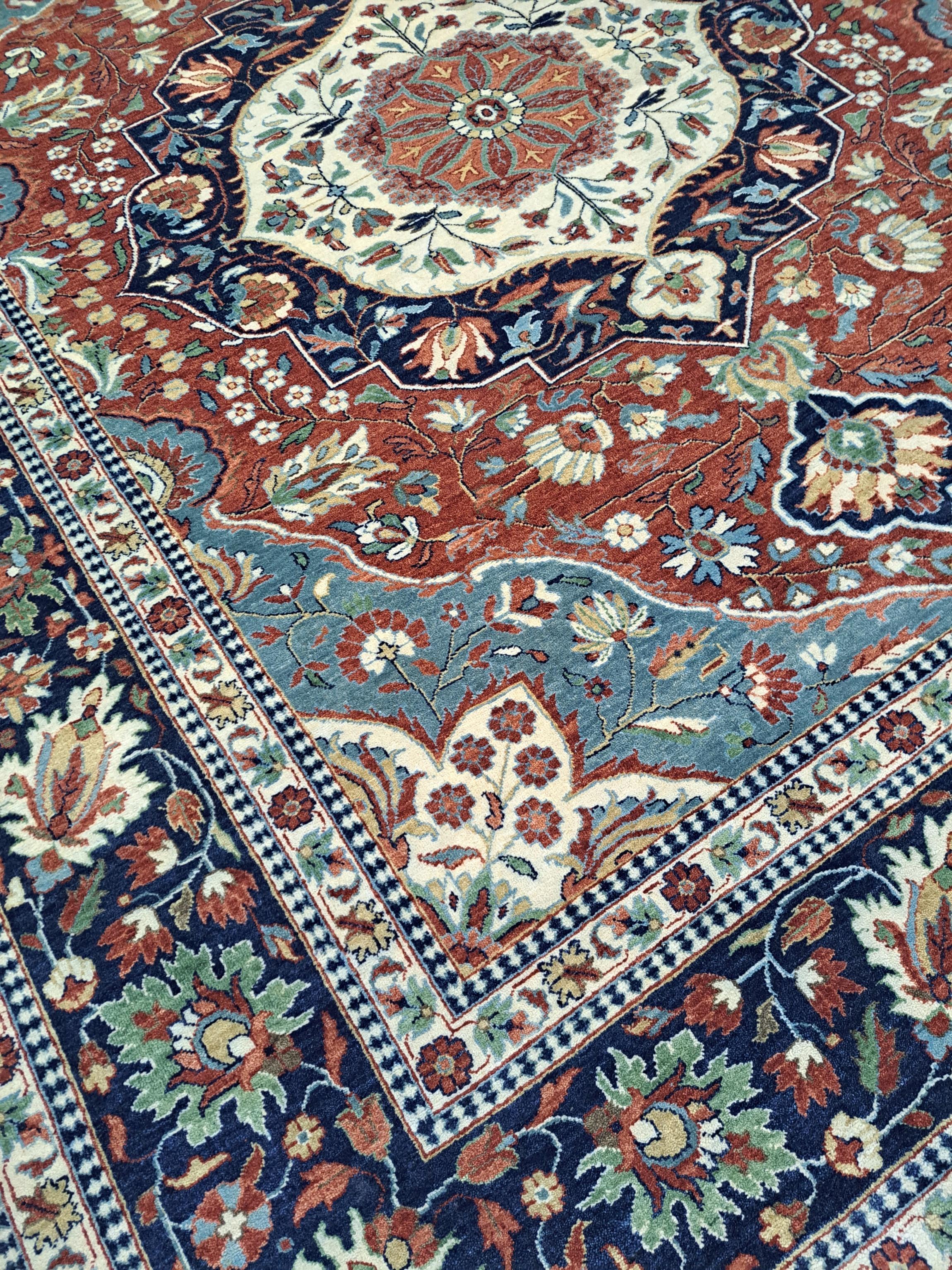 8x10 Ft Brandneuer handgeknüpfter Teppich mit antikem Heriz-Design. 100% Wolle (Indisch) im Angebot