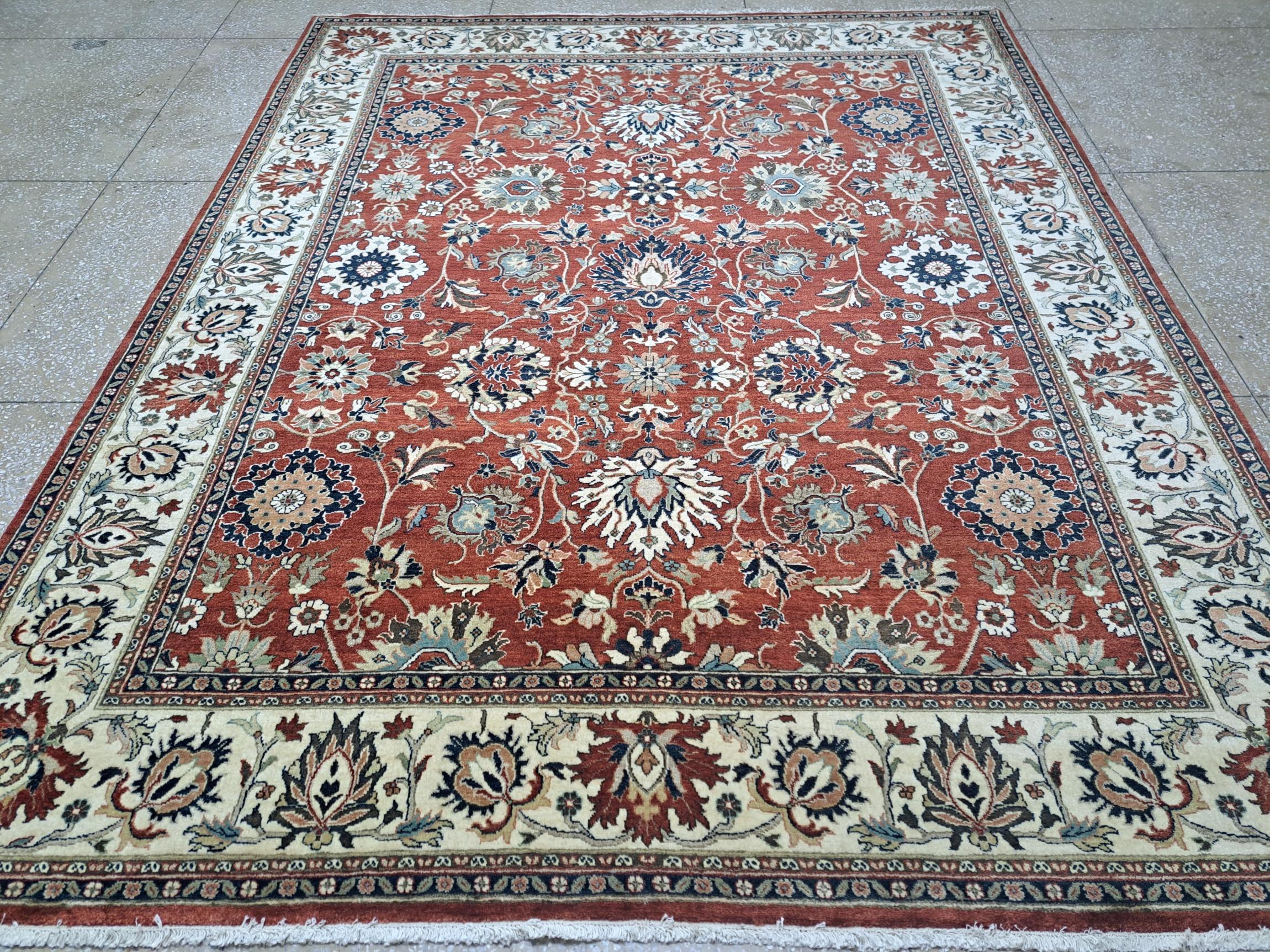 XXI secolo e contemporaneo 8x10 Ft Nuovissimo tappeto annodato a mano con disegno Heriz antico. 100% lana in vendita