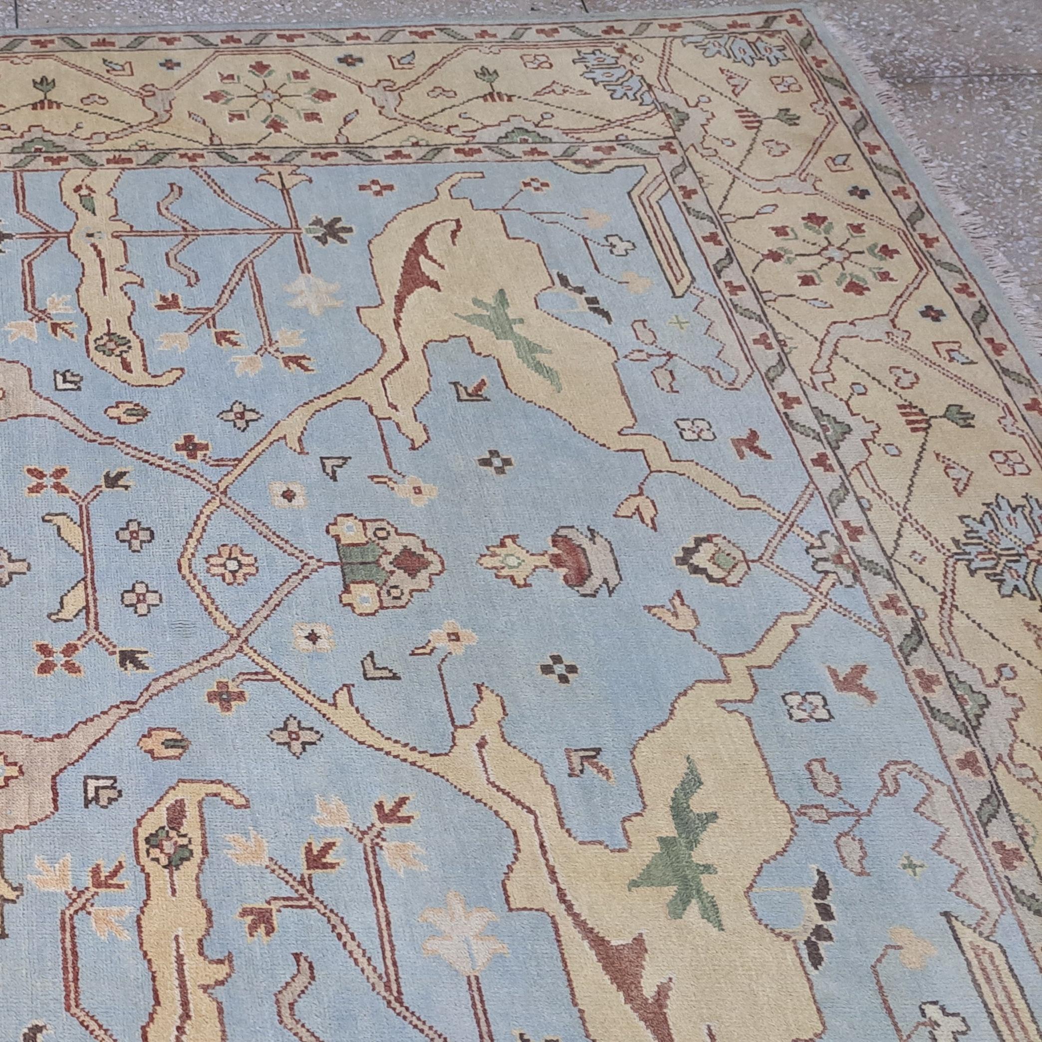 Tappeto in stile Oushak fatto a mano e nuovo di zecca. 100% lana. Tappeto annodato a mano in vendita 3