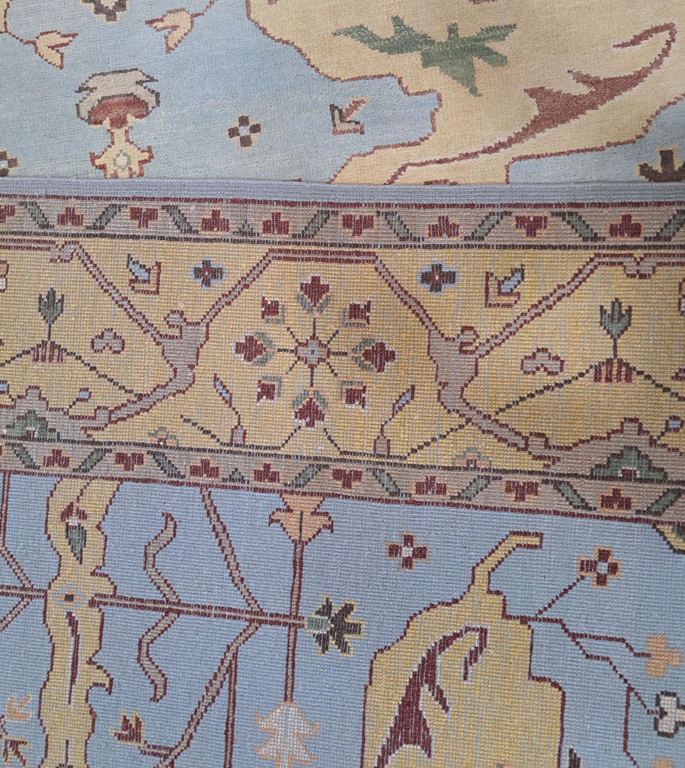 Lana Tappeto in stile Oushak fatto a mano e nuovo di zecca. 100% lana. Tappeto annodato a mano in vendita