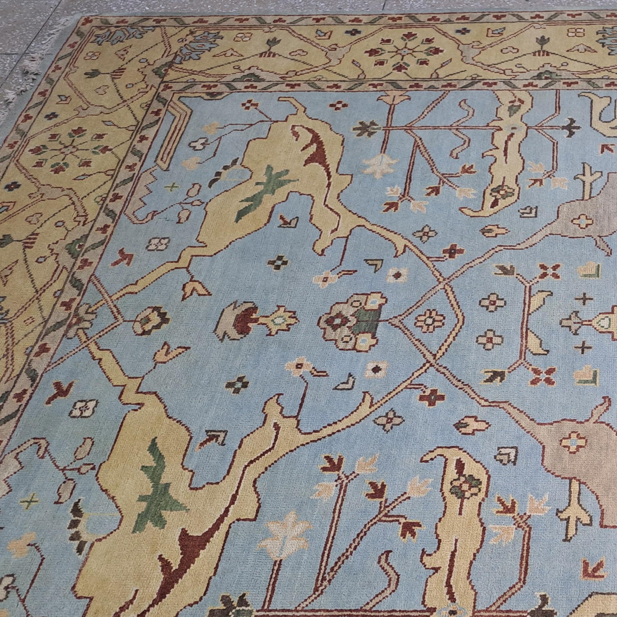 Tappeto in stile Oushak fatto a mano e nuovo di zecca. 100% lana. Tappeto annodato a mano in vendita 2