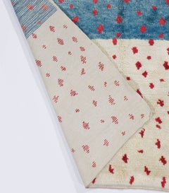 Contemporary Moroccan-Style Hand-Knotted Tulu Rug with Red Dot Design, 8x10 ft