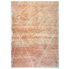 8x10 Ft Contemporary Hand Knotted Moroccan Tulu Rug in Soft Rose Pink, 100% Wool