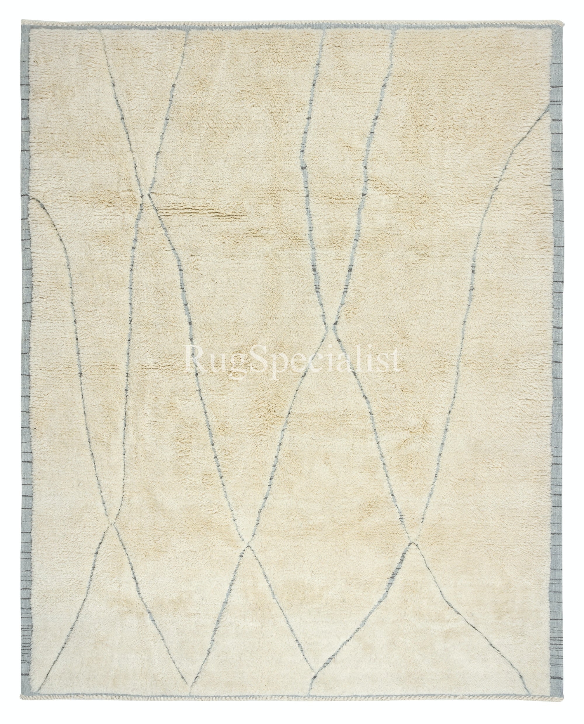 8x10 Ft Contemporary Moroccan Style Rug. Natural Wool. Custom Options Available