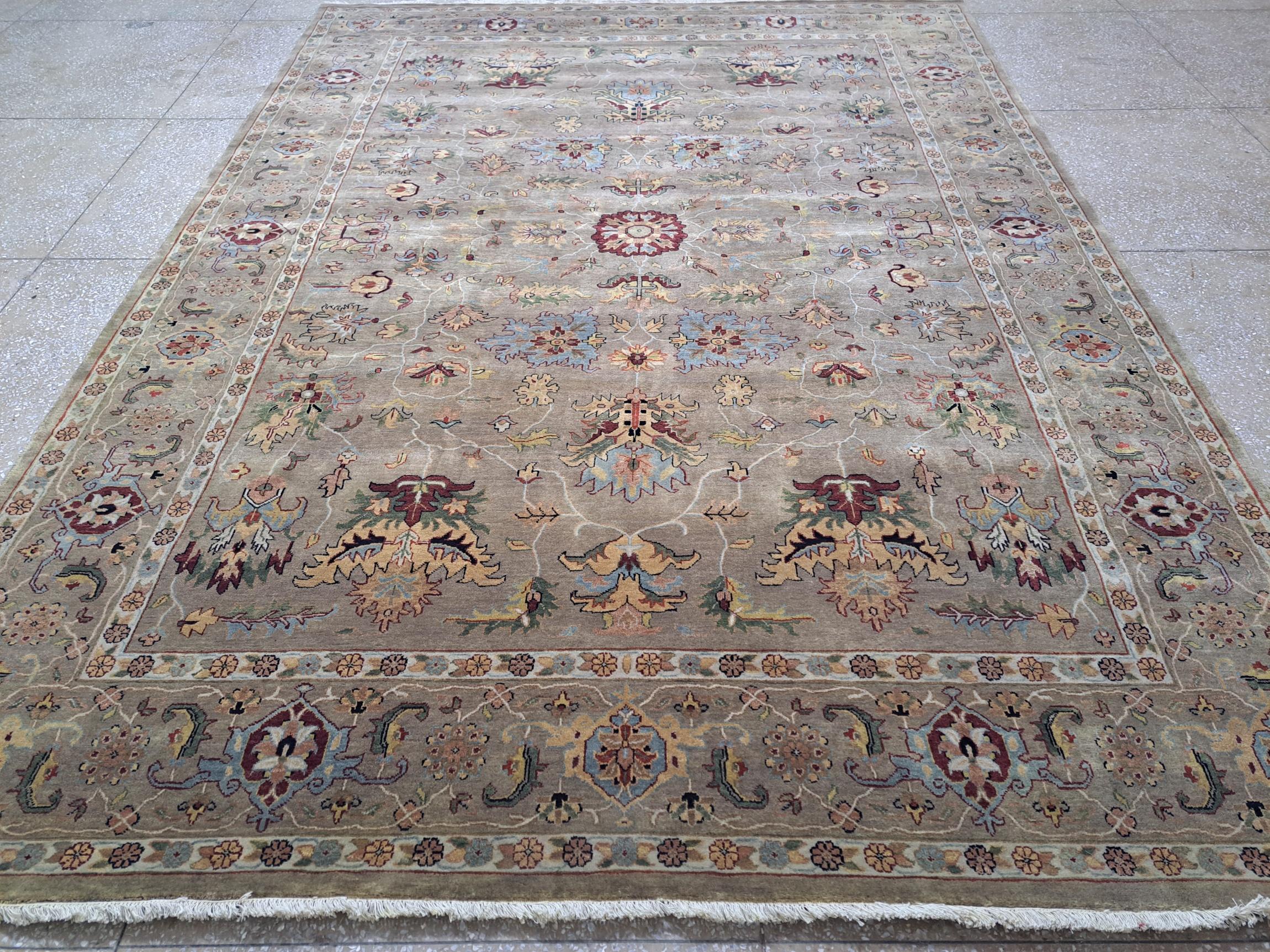 8x10 Fuß handgeknüpfter Heriz Design-Teppich. 100% Wolle. Antikes von Heriz inspiriertes Design (Indisch) im Angebot