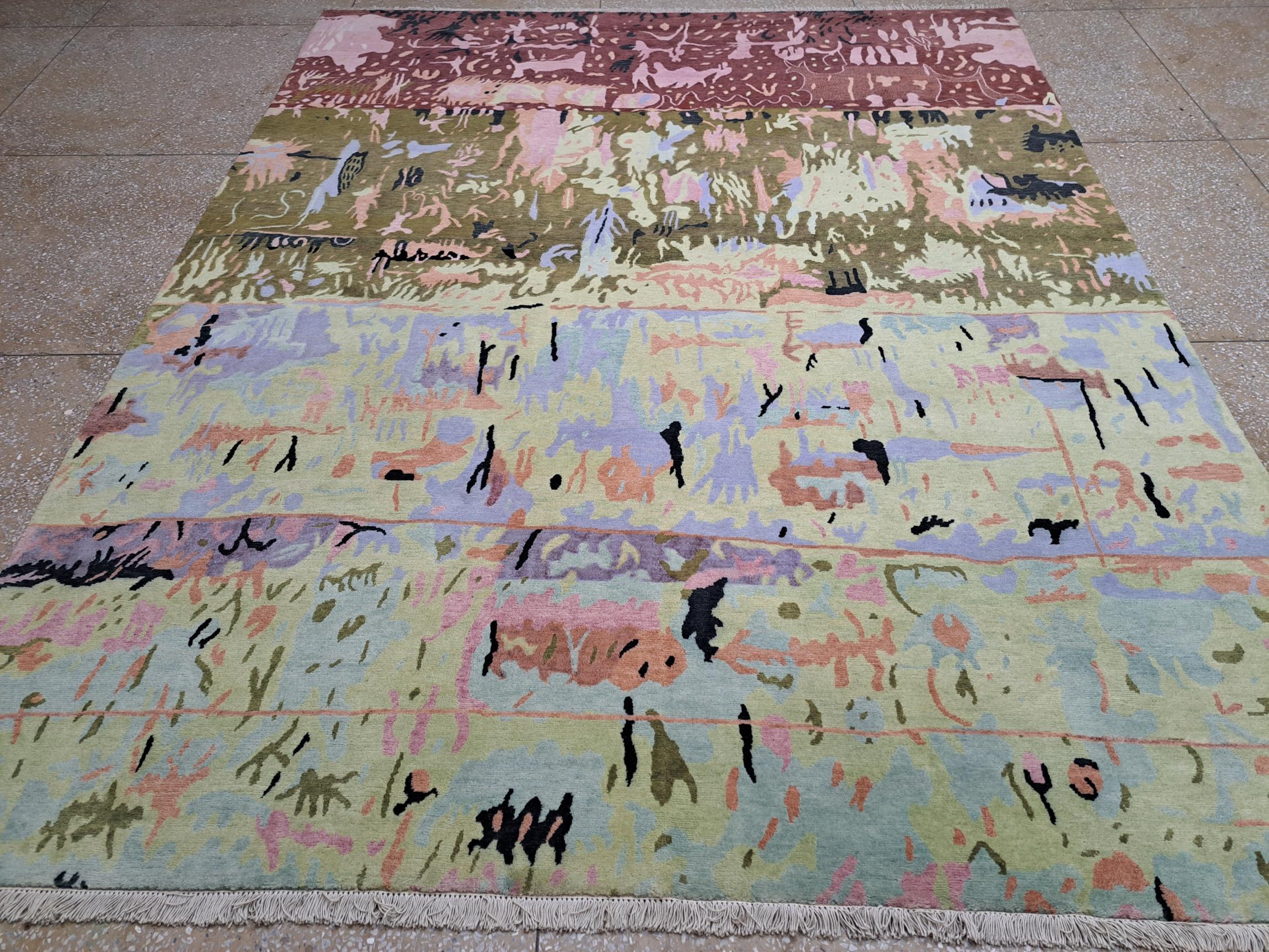 Tappeto nepalese annodato a mano 8x10 Ft. 100% lana e seta. Tappeto nuovo di zecca In condizioni Nuovo in vendita a Spring Valley, NY