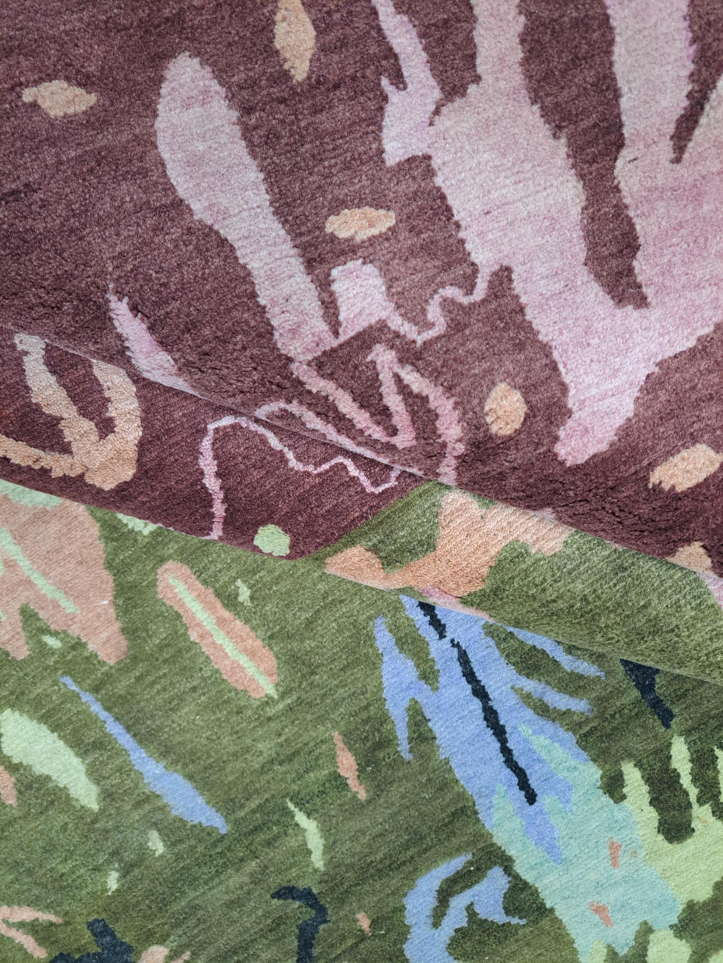 XXI secolo e contemporaneo Tappeto nepalese annodato a mano 8x10 Ft. 100% lana e seta. Tappeto nuovo di zecca in vendita