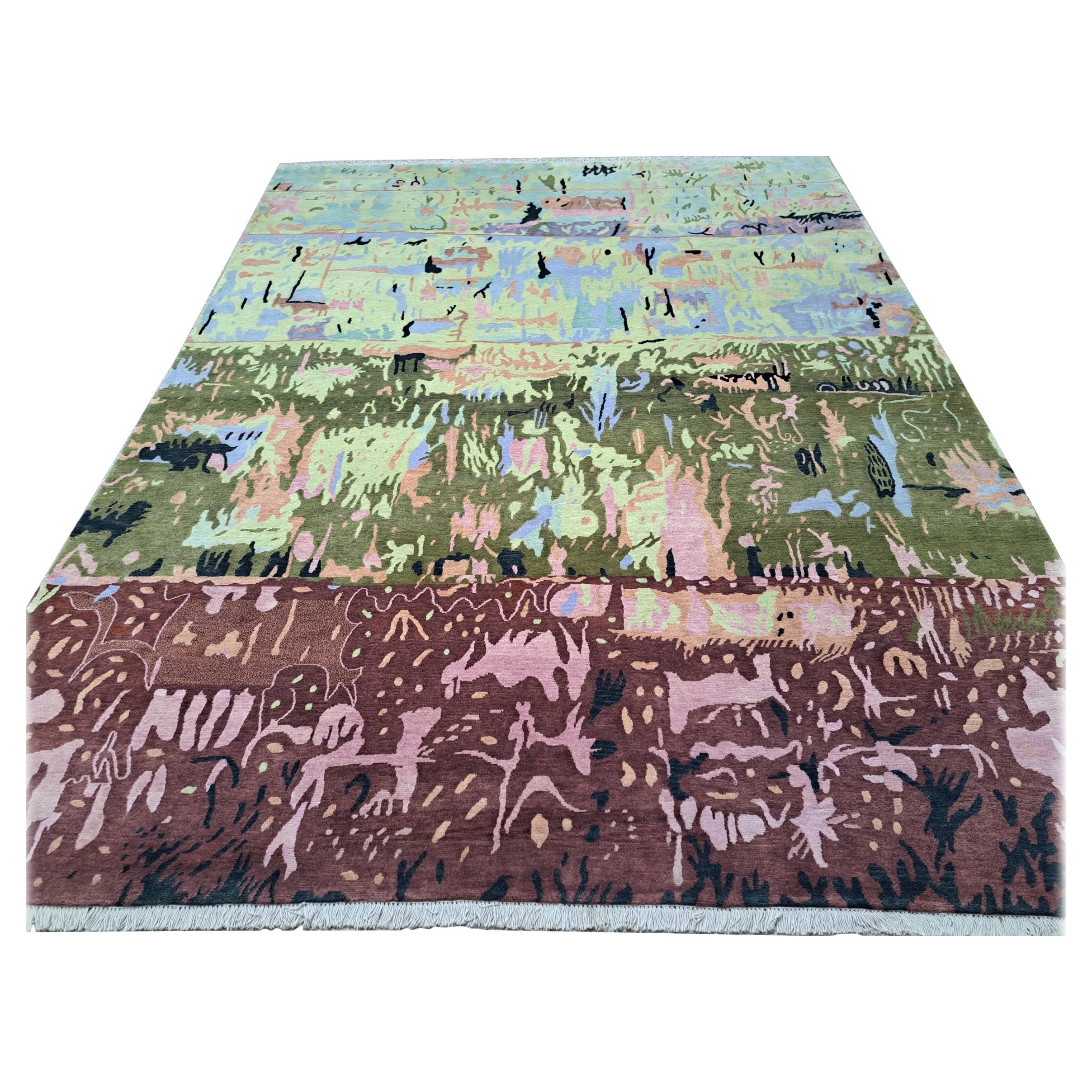 Valorizza la tua casa con questo tappeto annodato a mano in stile nepalese, sapientemente tessuto in India da abili artigiani. Realizzato in lana pregiata con un morbido tocco di seta, questo tappeto combina durata, lusso ed eleganza in un pezzo