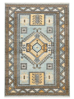 8x10 ft Hand-knotted Oushak Wool Area Rug with Geometric Medallion Design