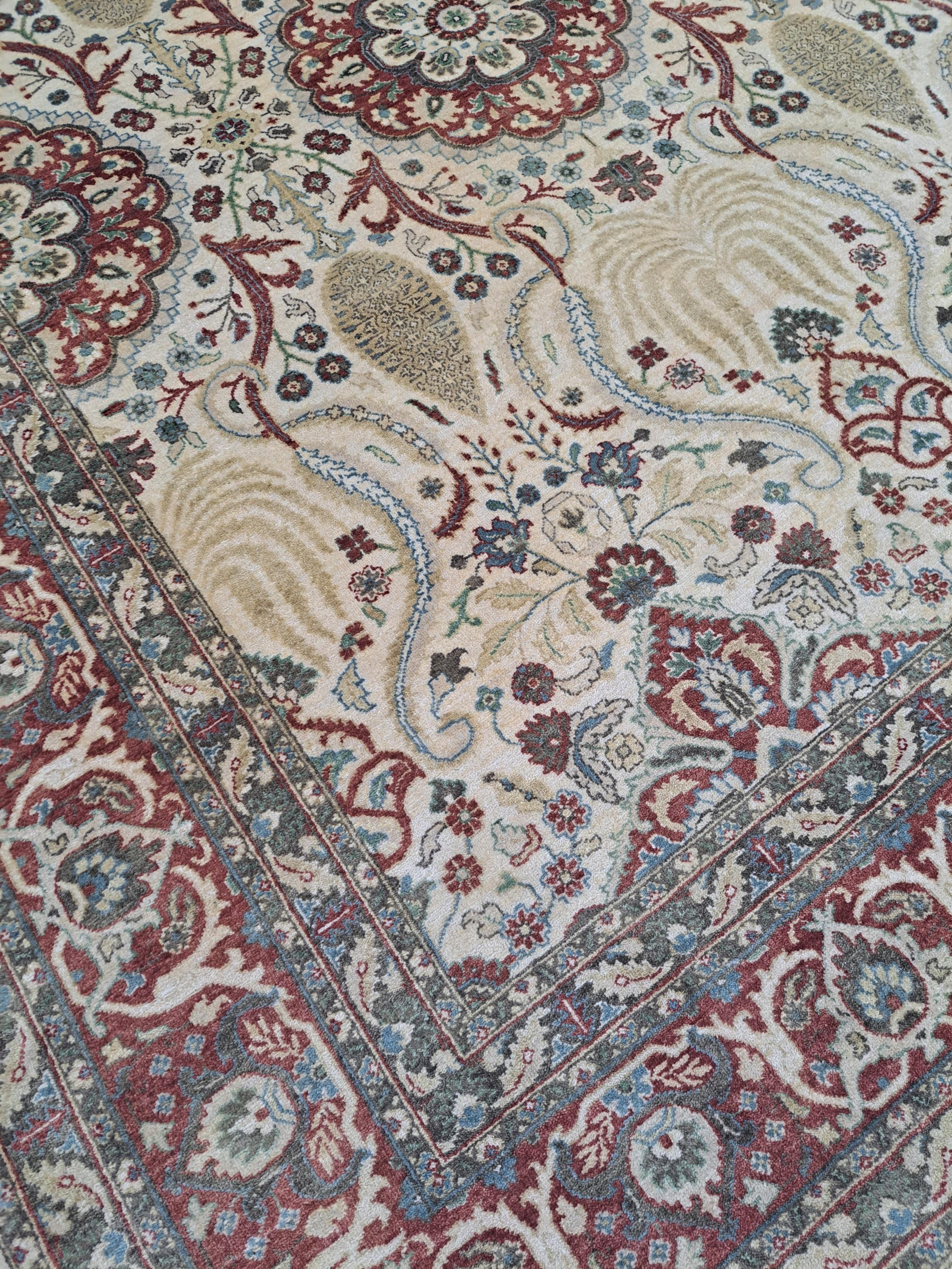 8x10 Ft Handgeknüpfter Teppich. 100% Wolle. Antiker Heriz inspirierter Design-Teppich (Indisch) im Angebot