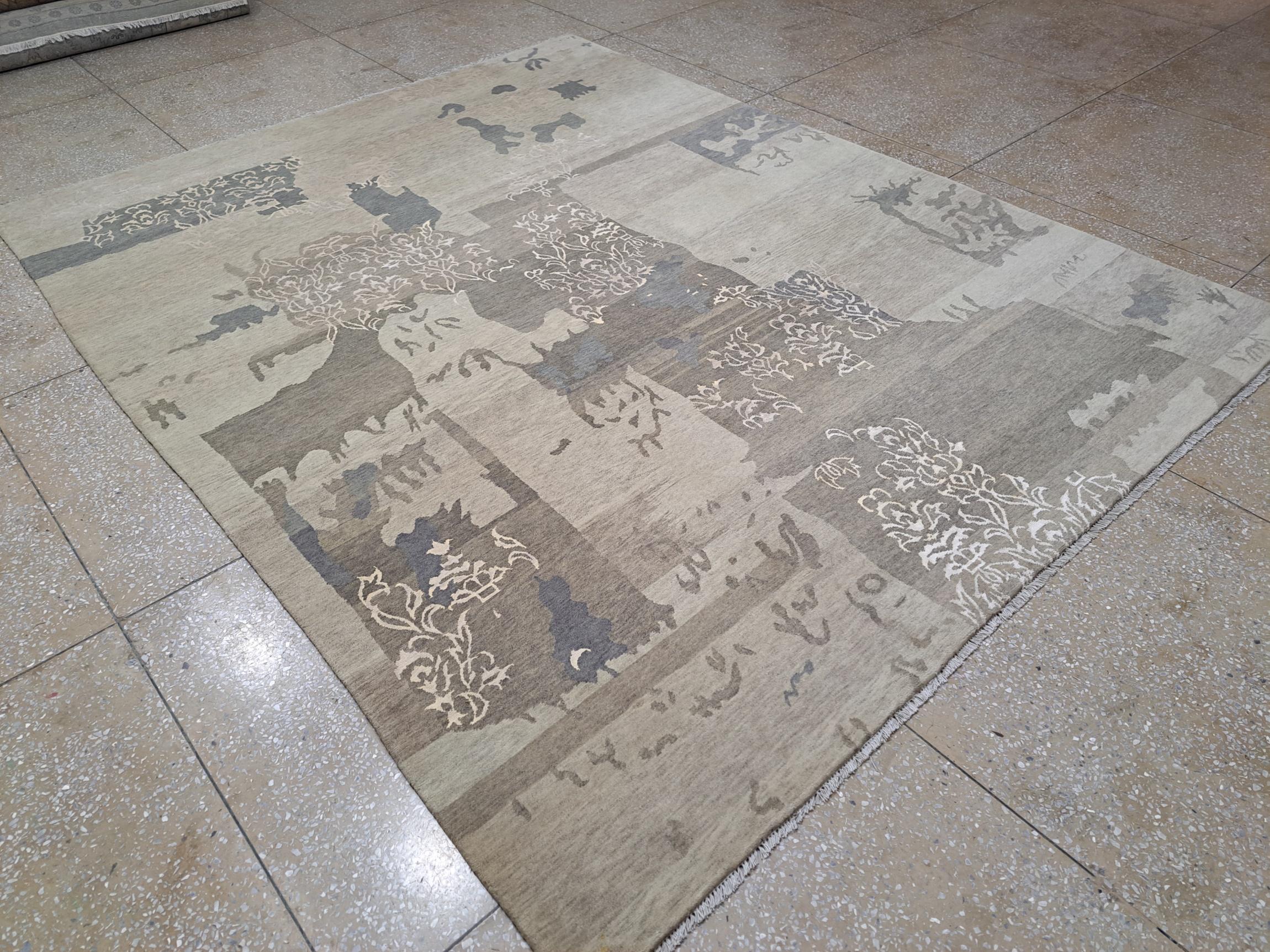 Add warmth and elegance to your home with this brand new hand-knotted Nepalese style rug. Each rug is meticulously woven in India by skilled artisans using 100% premium wool, ensuring durability, softness, and a natural, luxurious feel.

The unique