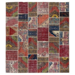 8x10 Ft Handmade Central Anatolian Patchwork Rug Made from Vintage Carpets