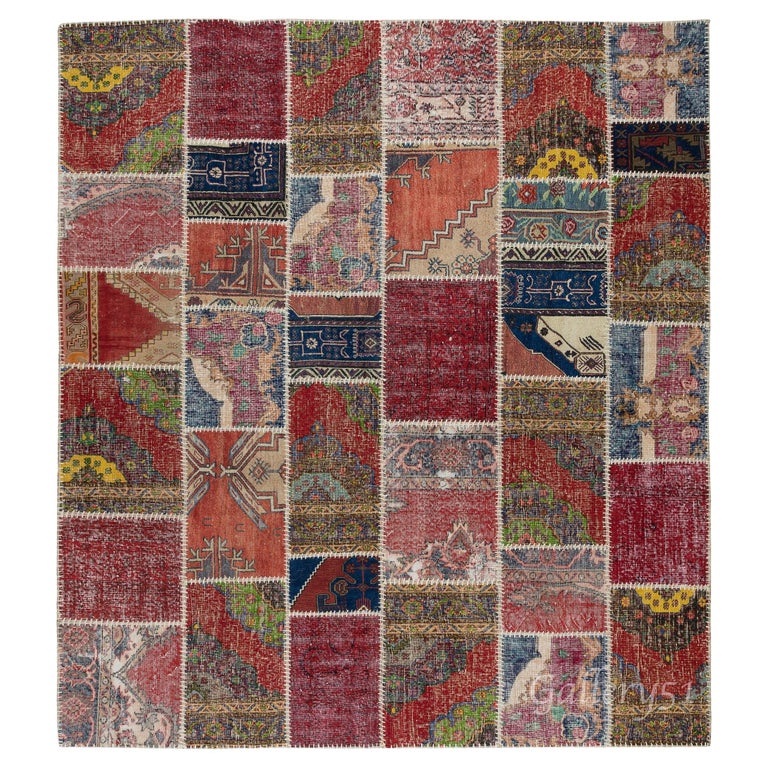 8x10 Ft Handmade Central Anatolian Patchwork Rug Made from Vintage Carpets  For Sale at 1stDibs