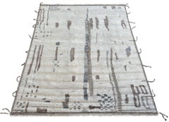 8x10 Ft Handmade Moroccan Azilal Style Rug. 100% Wool. Modern Beni Ourain Carpet