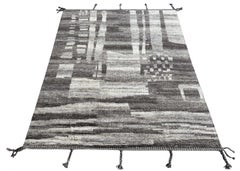 8x10 ft Handmade Moroccan Azilal Style Rug. 100% Wool. Modern Beni Ourain Carpet