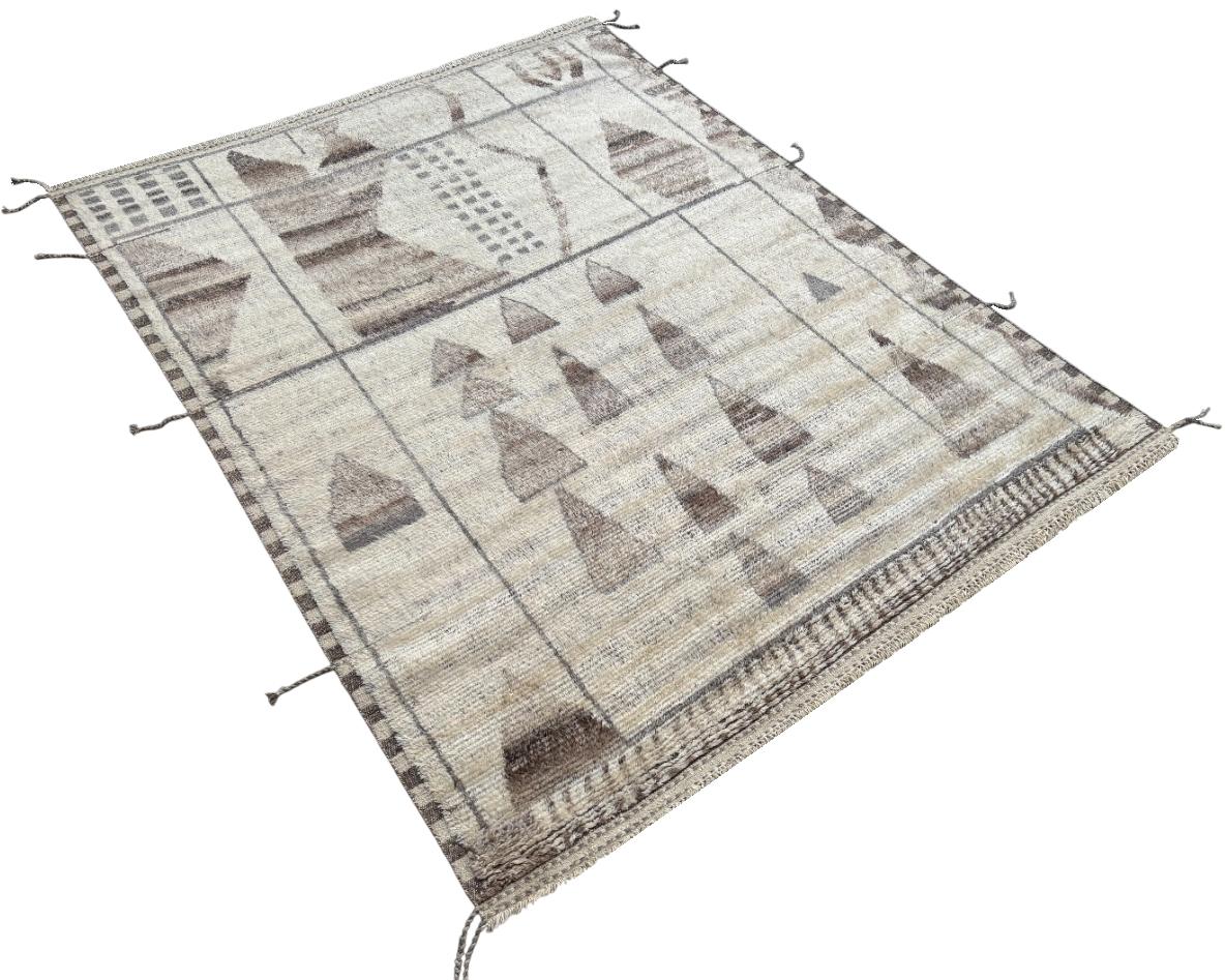8x10 Ft Handgefertigter marokkanischer Teppich im Azilal-Stil. 100% Wolle. Modern Beni Ourain Carpet (Moderne) im Angebot