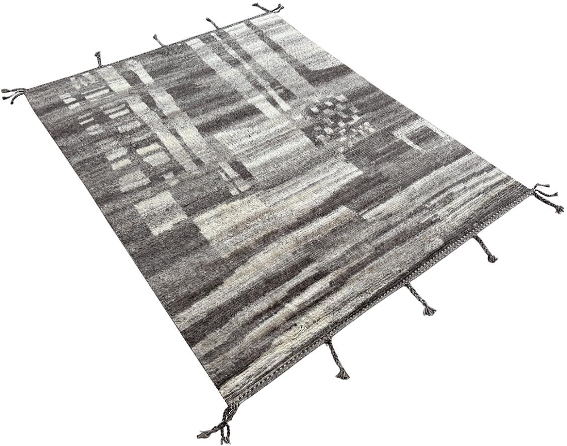 8x10 ft Handmade Moroccan Azilal Style Rug. 100% Wool. Modern Beni Ourain Carpet Moderno en venta