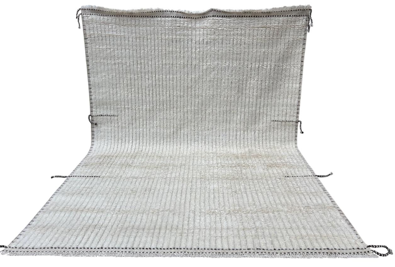 8x10 ft Handmade Moroccan Azilal Style Rug. 100% Wool. Modern Beni Ourain Carpet Turco en venta