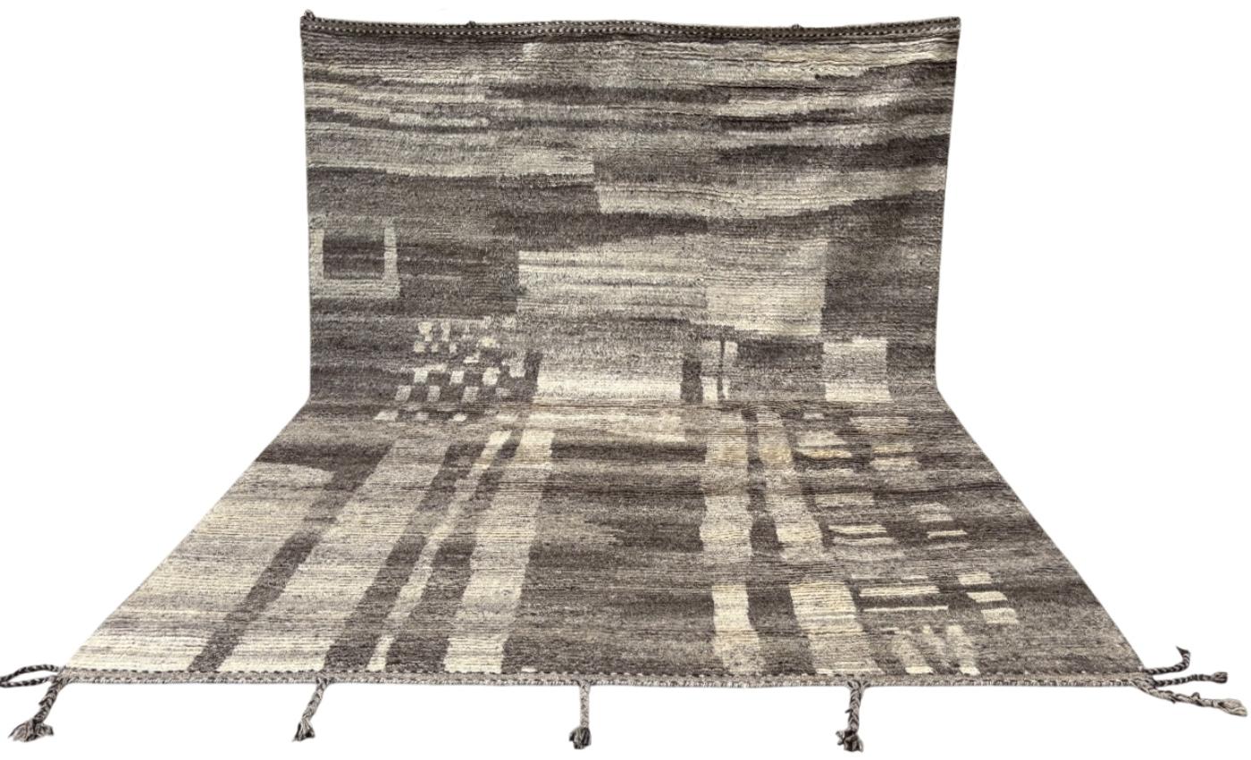 8x10 ft Handmade Moroccan Azilal Style Rug. 100% Wool. Modern Beni Ourain Carpet Turco en venta