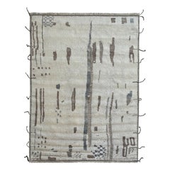 8x10 Ft Handgefertigter marokkanischer Teppich im Azilal-Stil. 100% Wolle. Modern Beni Ourain Carpet