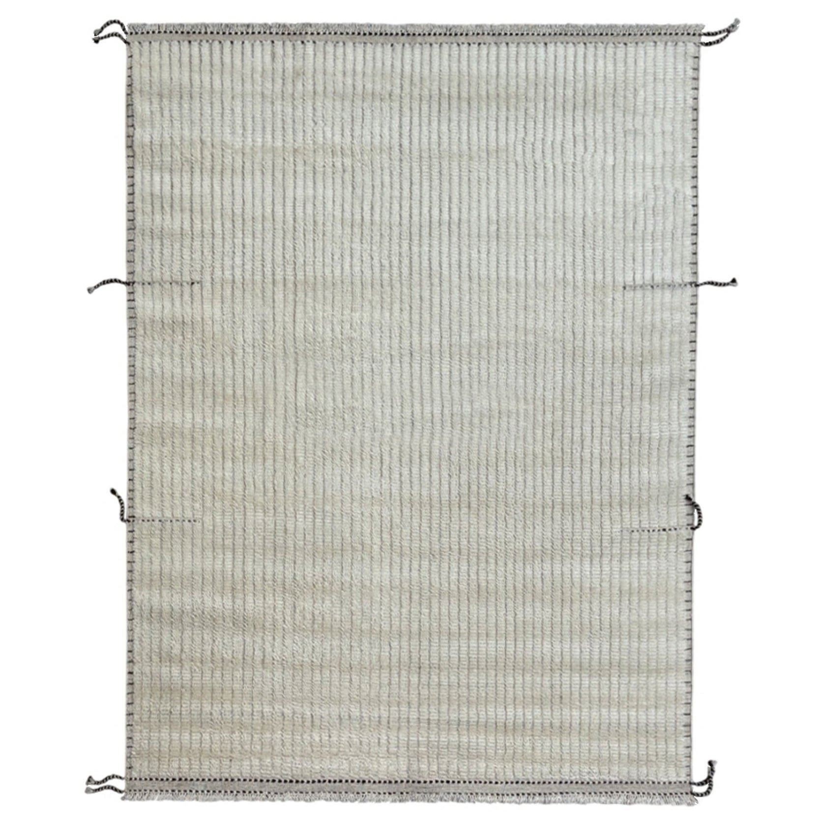 8x10 ft Handmade Moroccan Azilal Style Rug. 100% Wool. Modern Beni Ourain Carpet For Sale