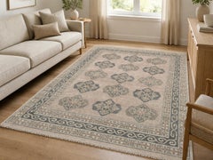 8x10 ft Handmade Oushak Wool Area Rug for Living Room, Geometric Design Carpet