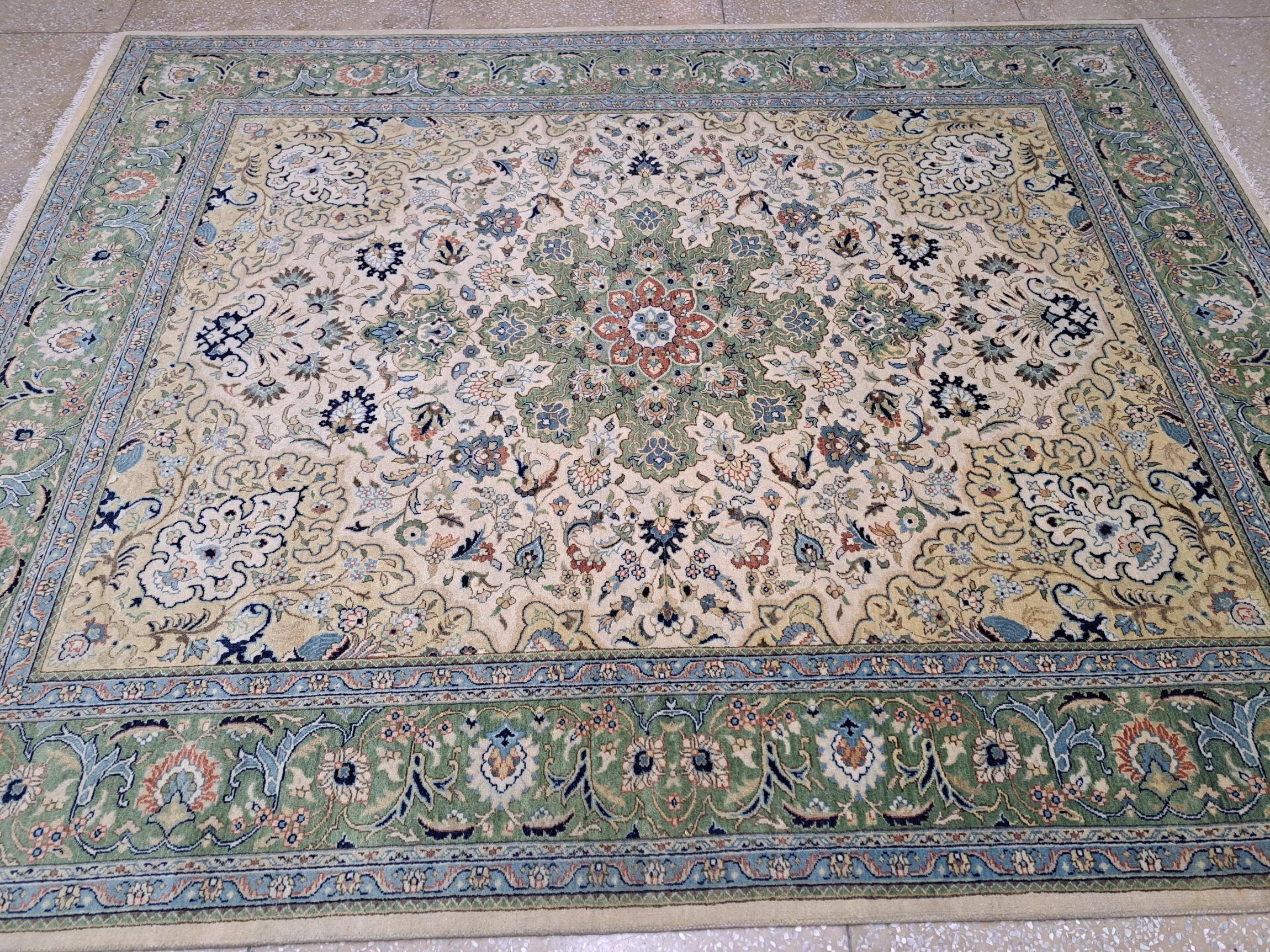 8x10 Ft Heriz Inspirierter Handgefertigter Teppich. Antiker Heriz-Look. 100% Wolle Teppich (Handgeknüpft) im Angebot