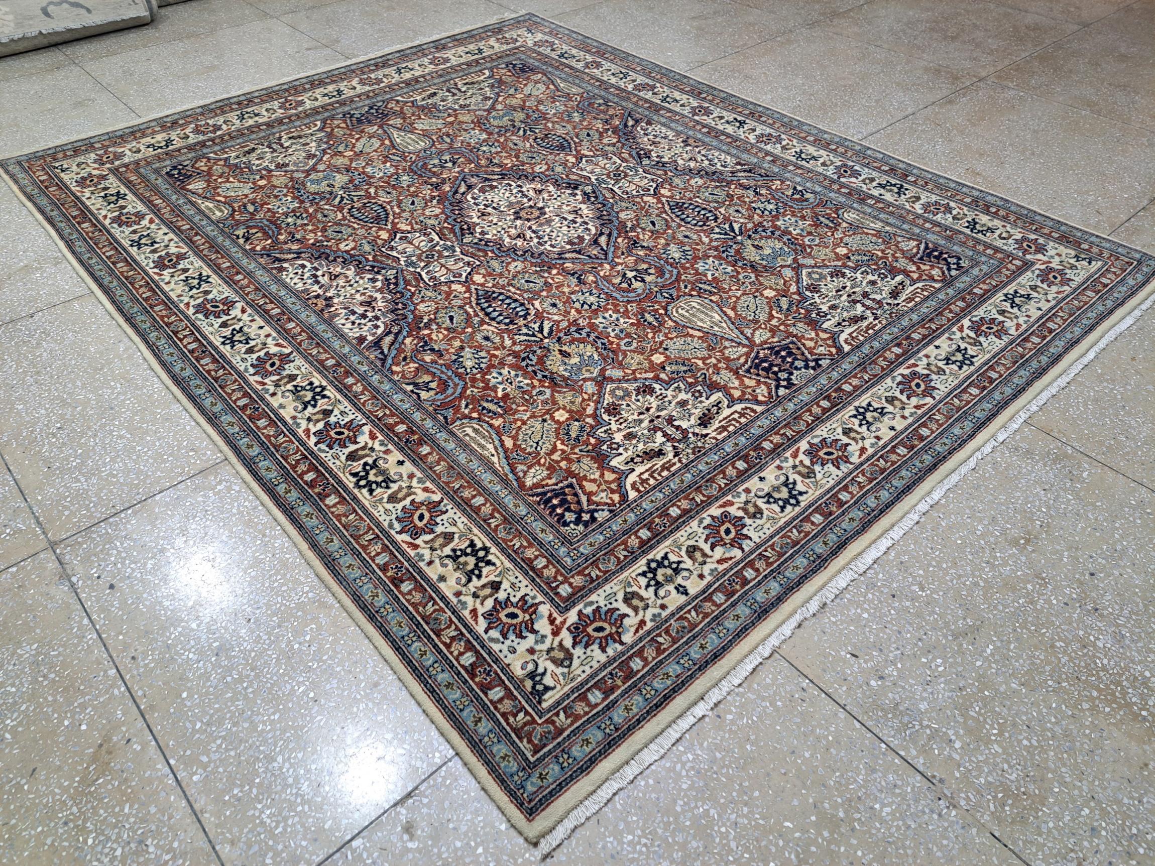 8x10 Ft Heriz Inspirierter Handgefertigter Teppich. Antiker Heriz-Look. 100% Wolle Teppich (Handgeknüpft) im Angebot