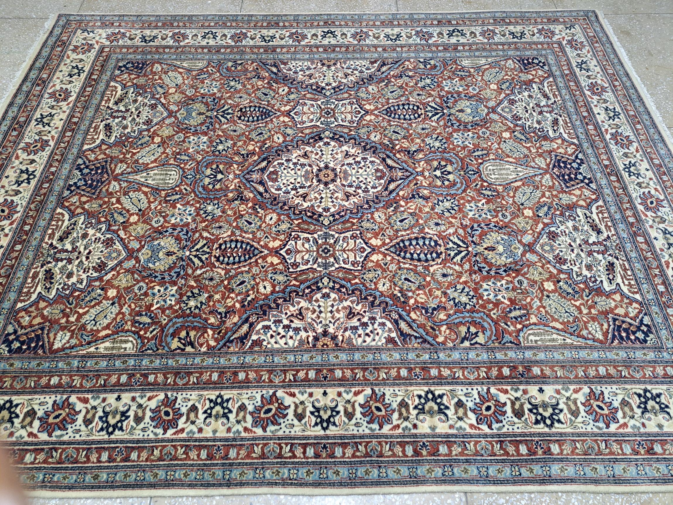 8x10 Ft Heriz Inspirierter Handgefertigter Teppich. Antiker Heriz-Look. 100% Wolle Teppich im Zustand „Neu“ im Angebot in Spring Valley, NY