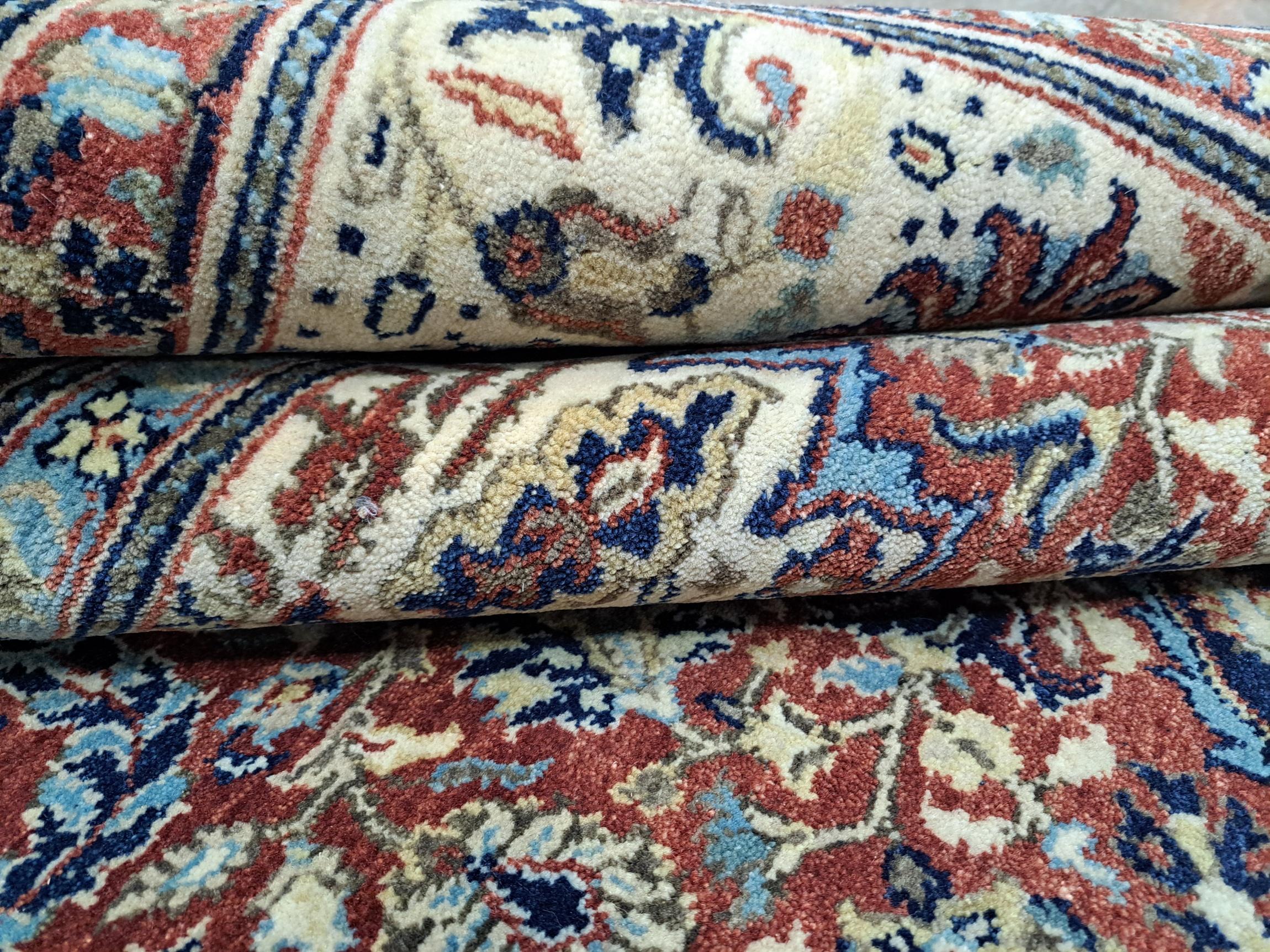 8x10 Ft Heriz Inspirierter Handgefertigter Teppich. Antiker Heriz-Look. 100% Wolle Teppich im Angebot 2