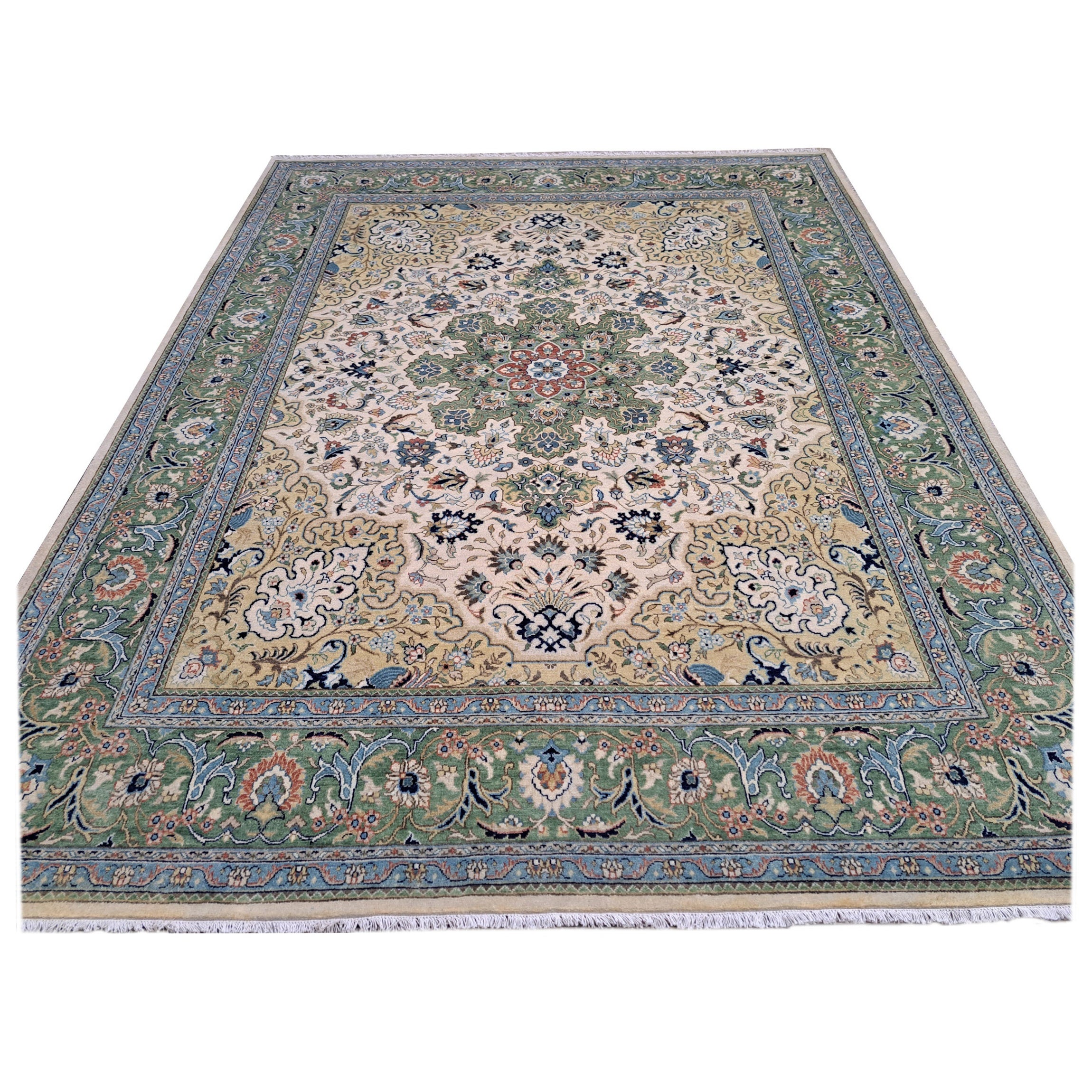 8x10 Ft Heriz Inspirierter Handgefertigter Teppich. Antiker Heriz-Look. 100% Wolle Teppich