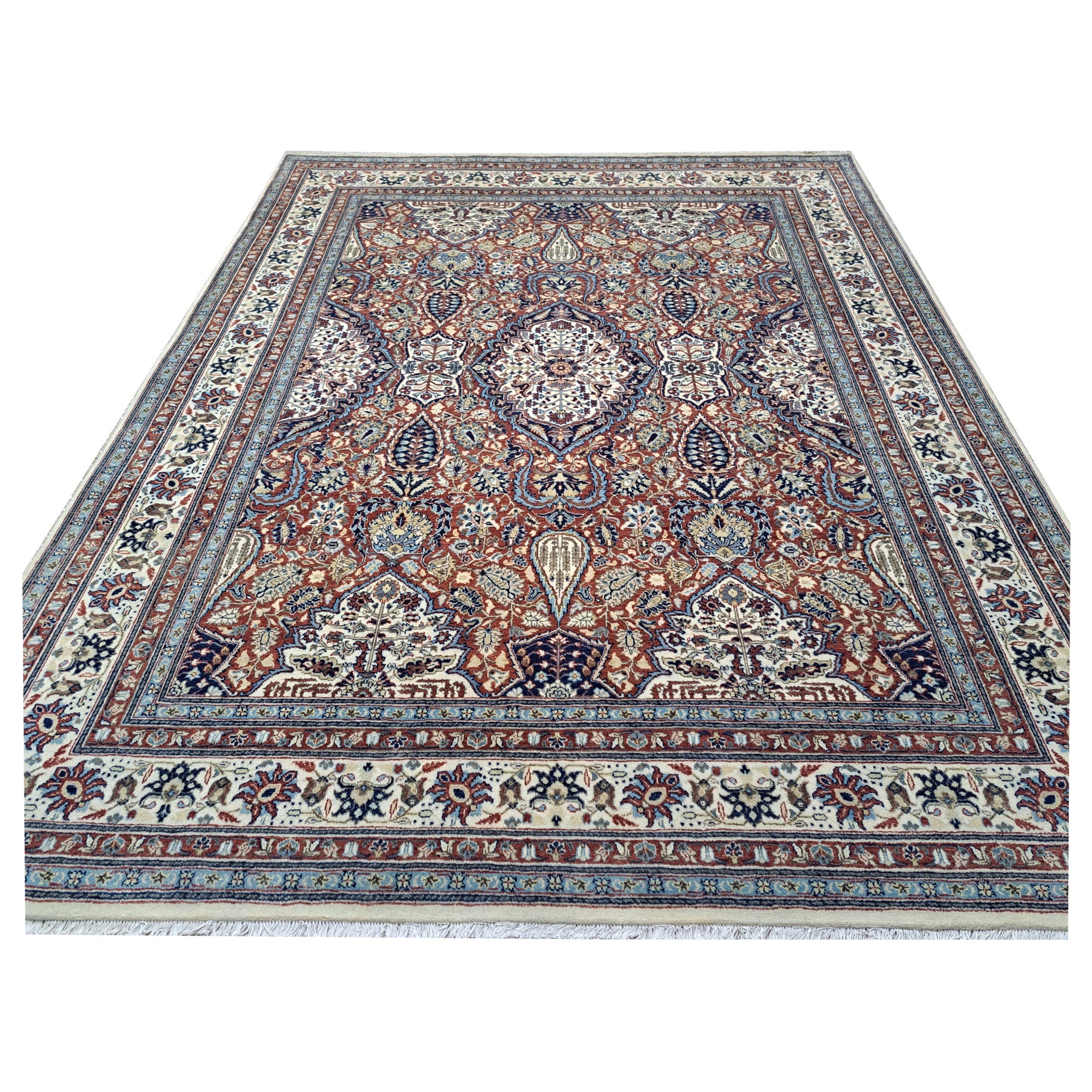 Tappeto artigianale di ispirazione Heriz 8x10 Ft. Aspetto antico Heriz. Tappeto 100% lana