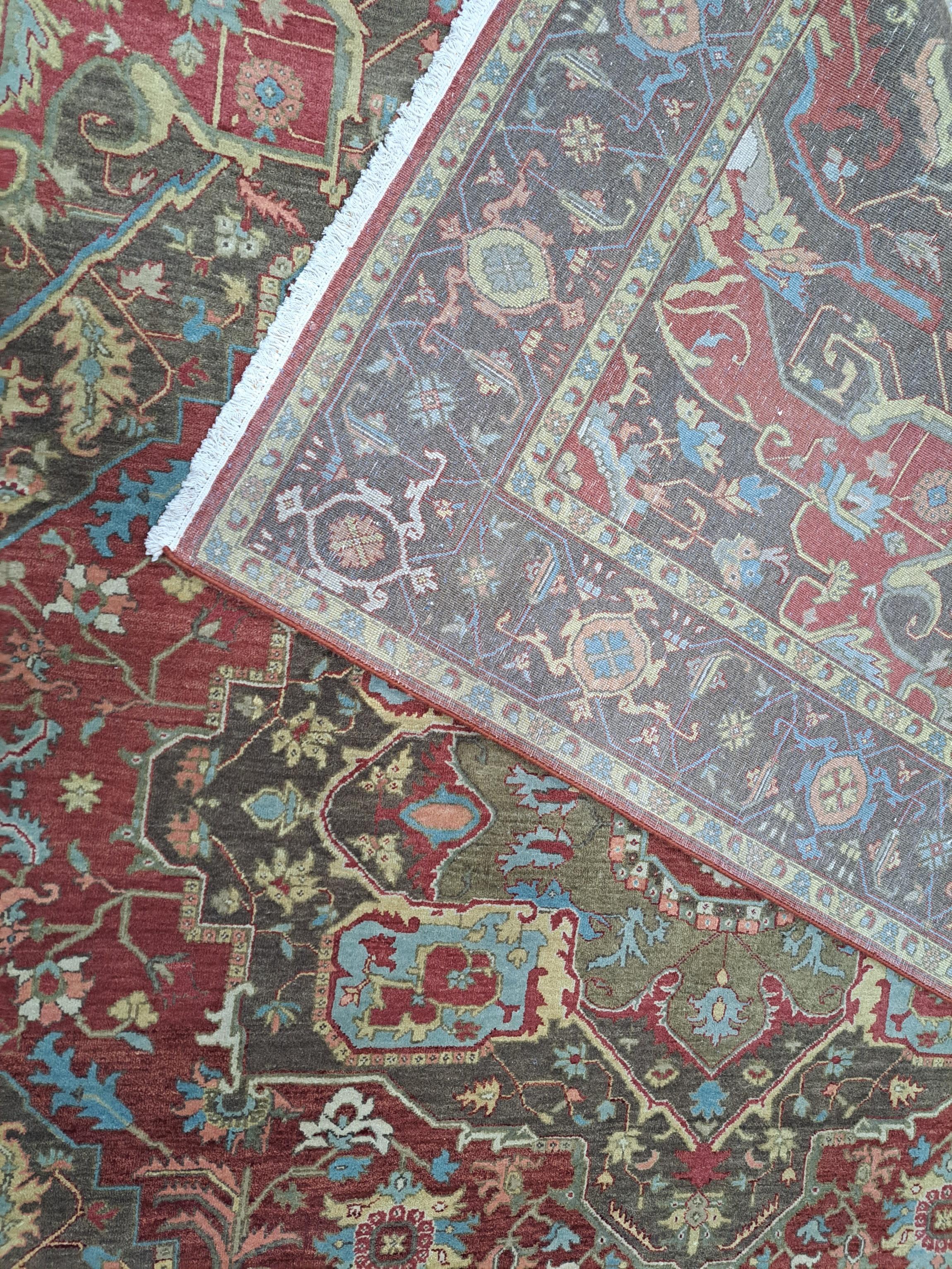 XXI secolo e contemporaneo 8x10 Ft Heriz Inspired Handmade Wool Rug. Antique Style Area Carpet. 100% Wool in vendita